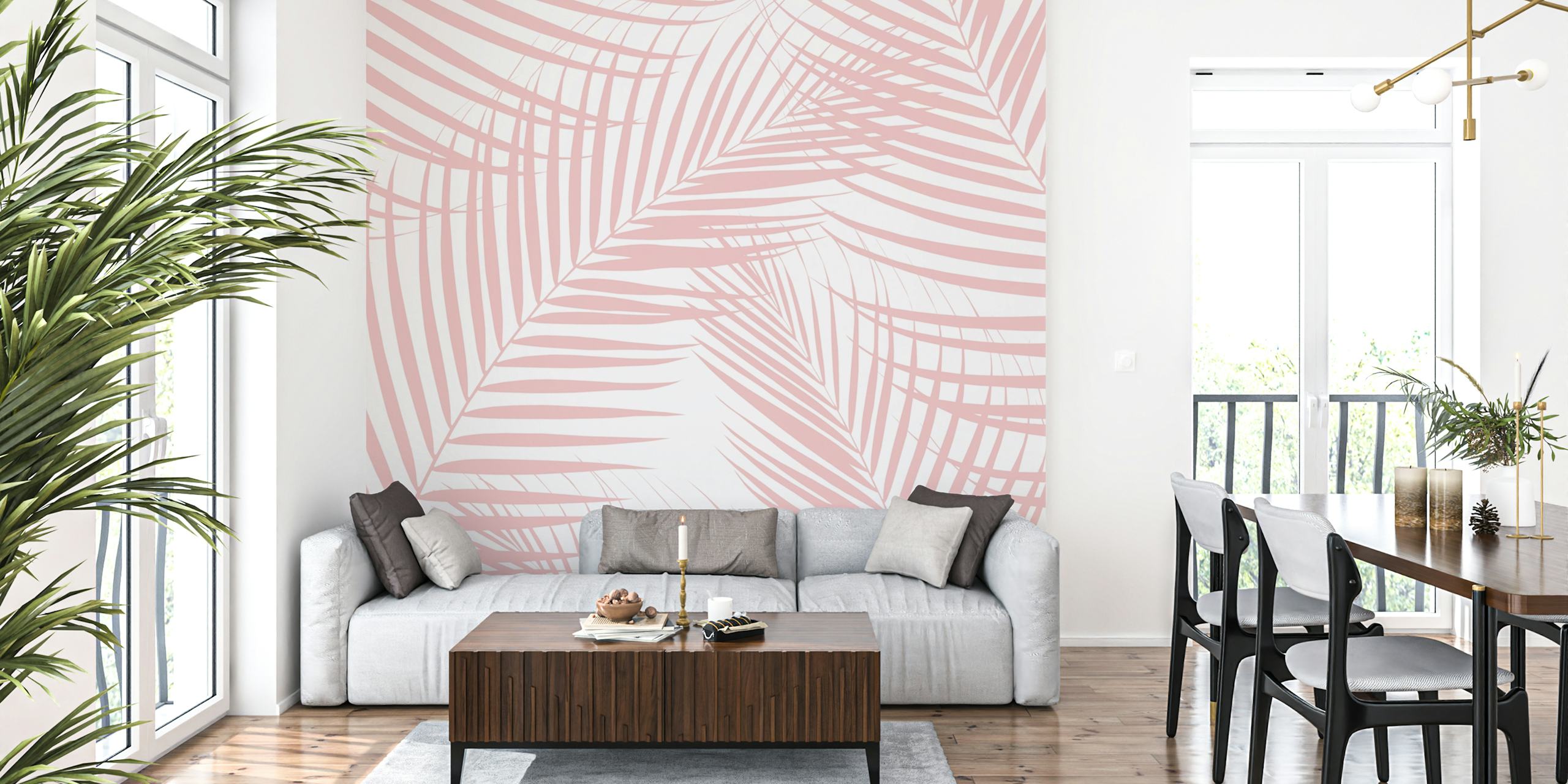 Stimulating Pink Palm Leaves Dream 2 wallpaper