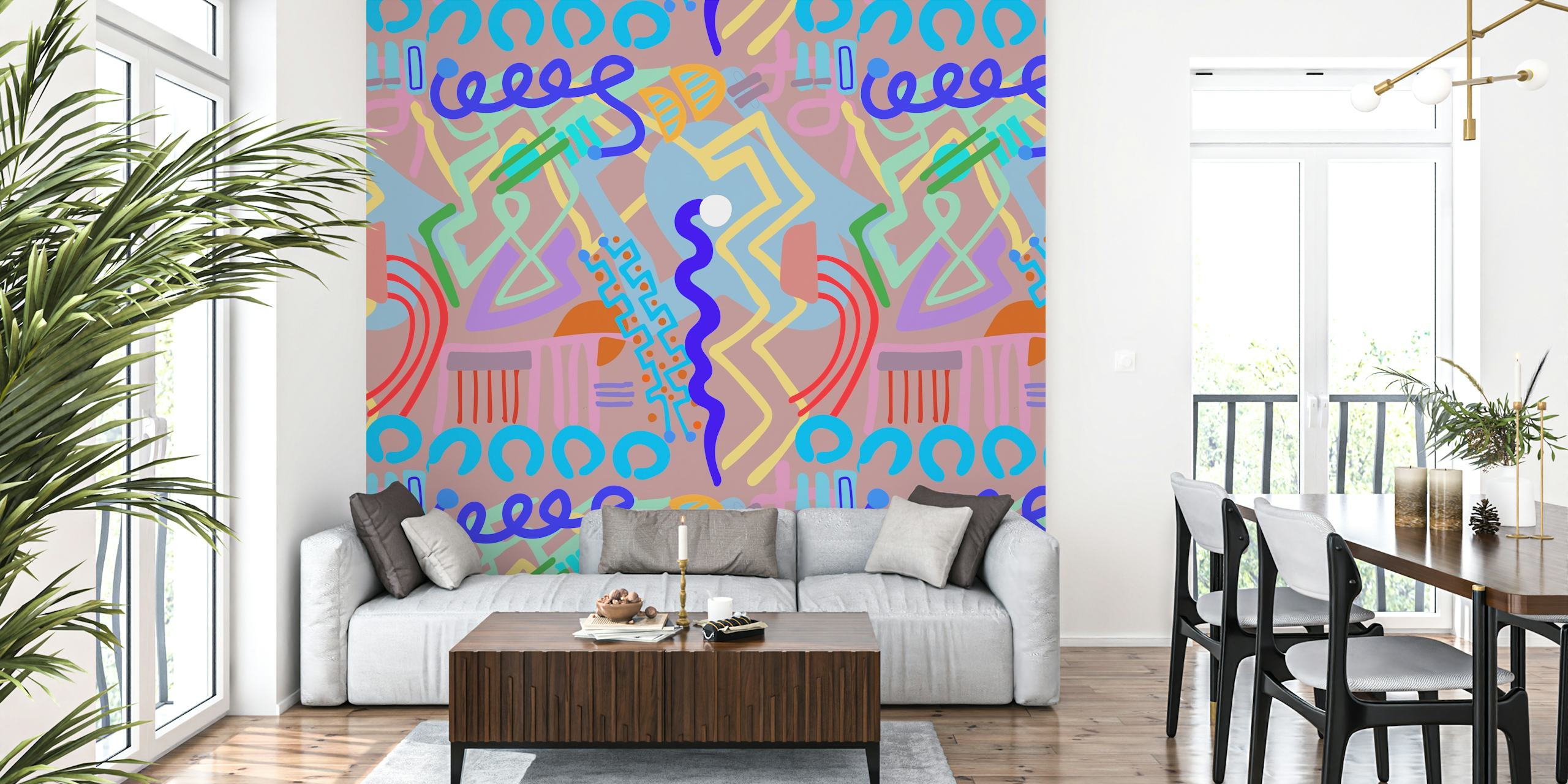 Diseño de papel pintado abstracto en una habitación