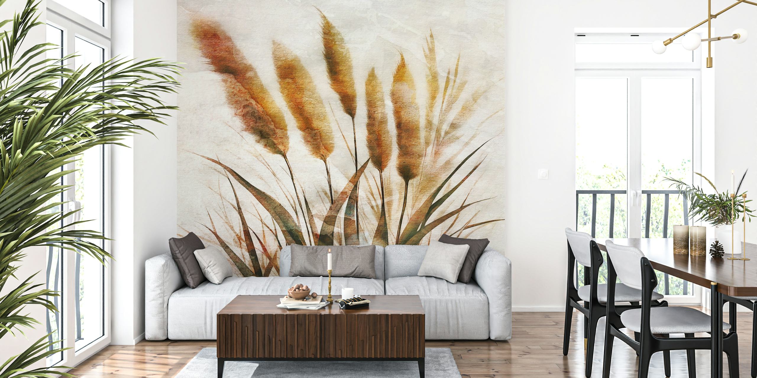 Papel pintado Serene Grass Land en una habitación