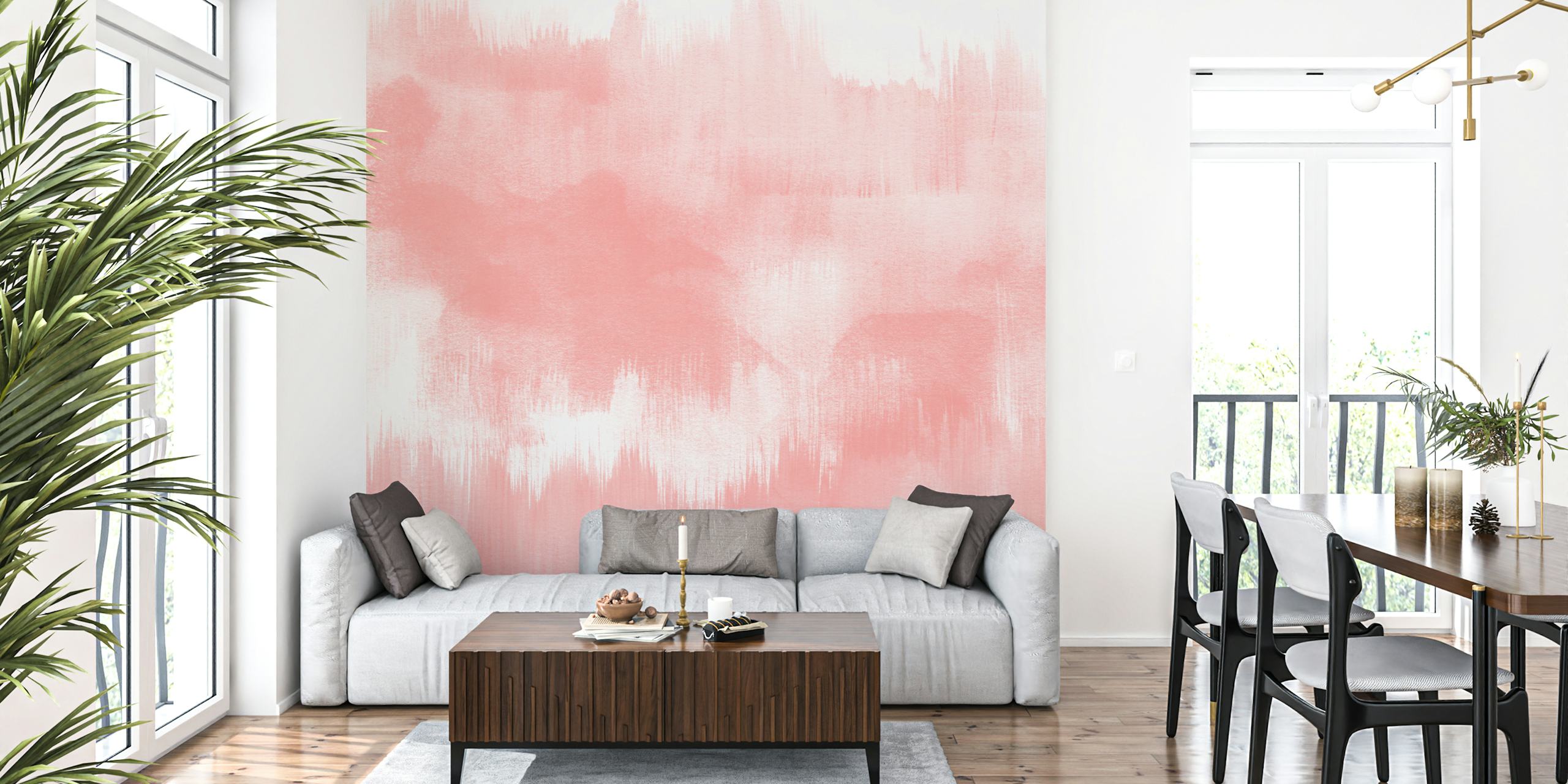 Abstract soft pink watercolor strokes wallpaper