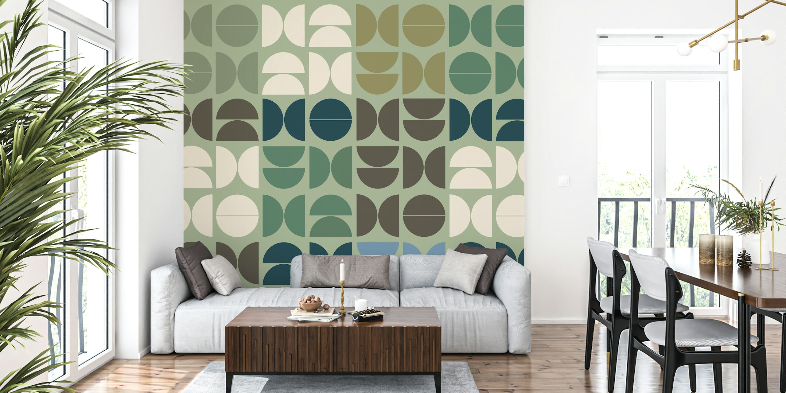 Mid-Century Semi Circles wallpaper in a room