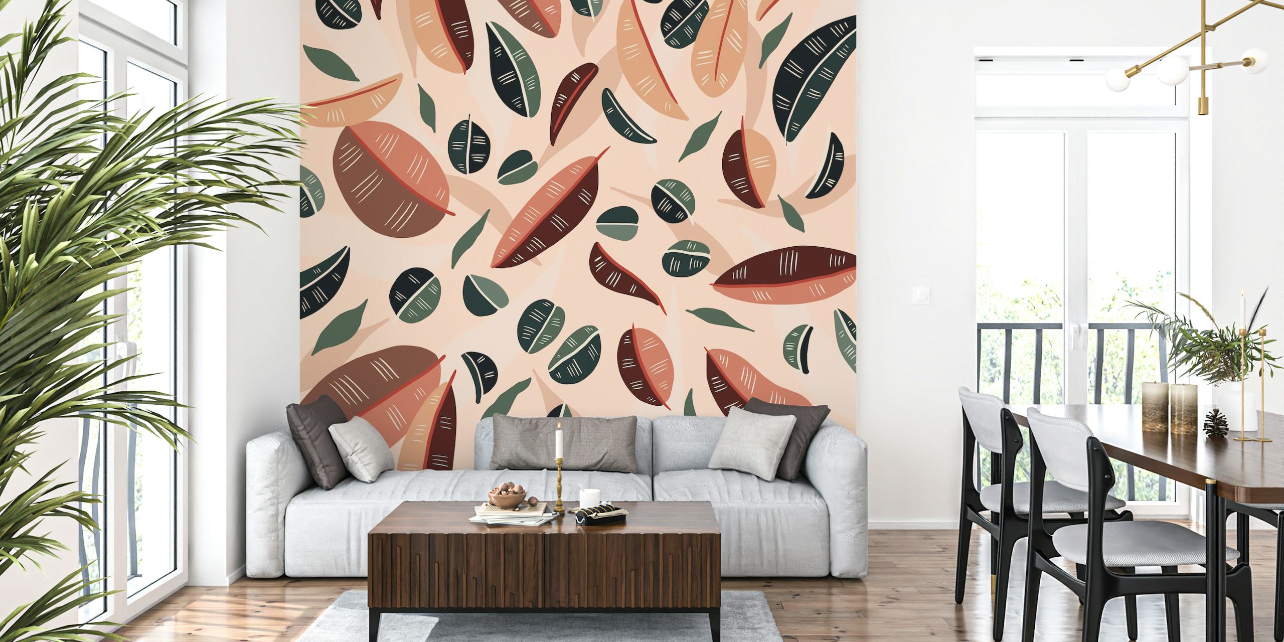 Diseño botánico simple con papel tapiz de hojas