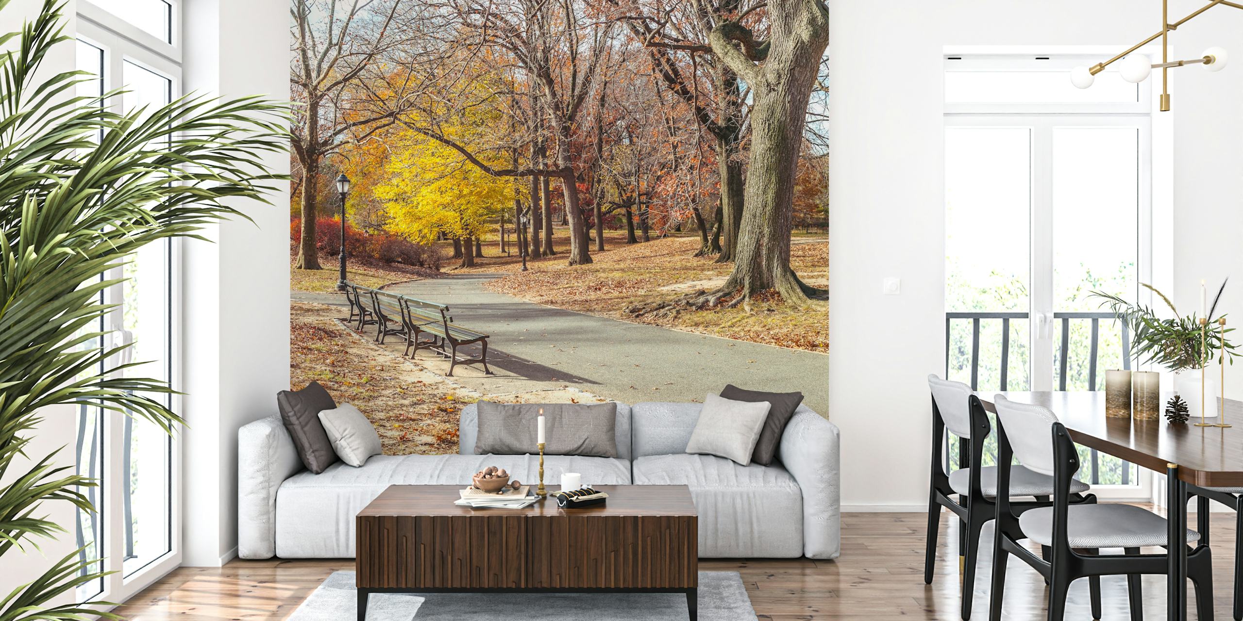 Golden Hues of Central Park wallpaper in a room