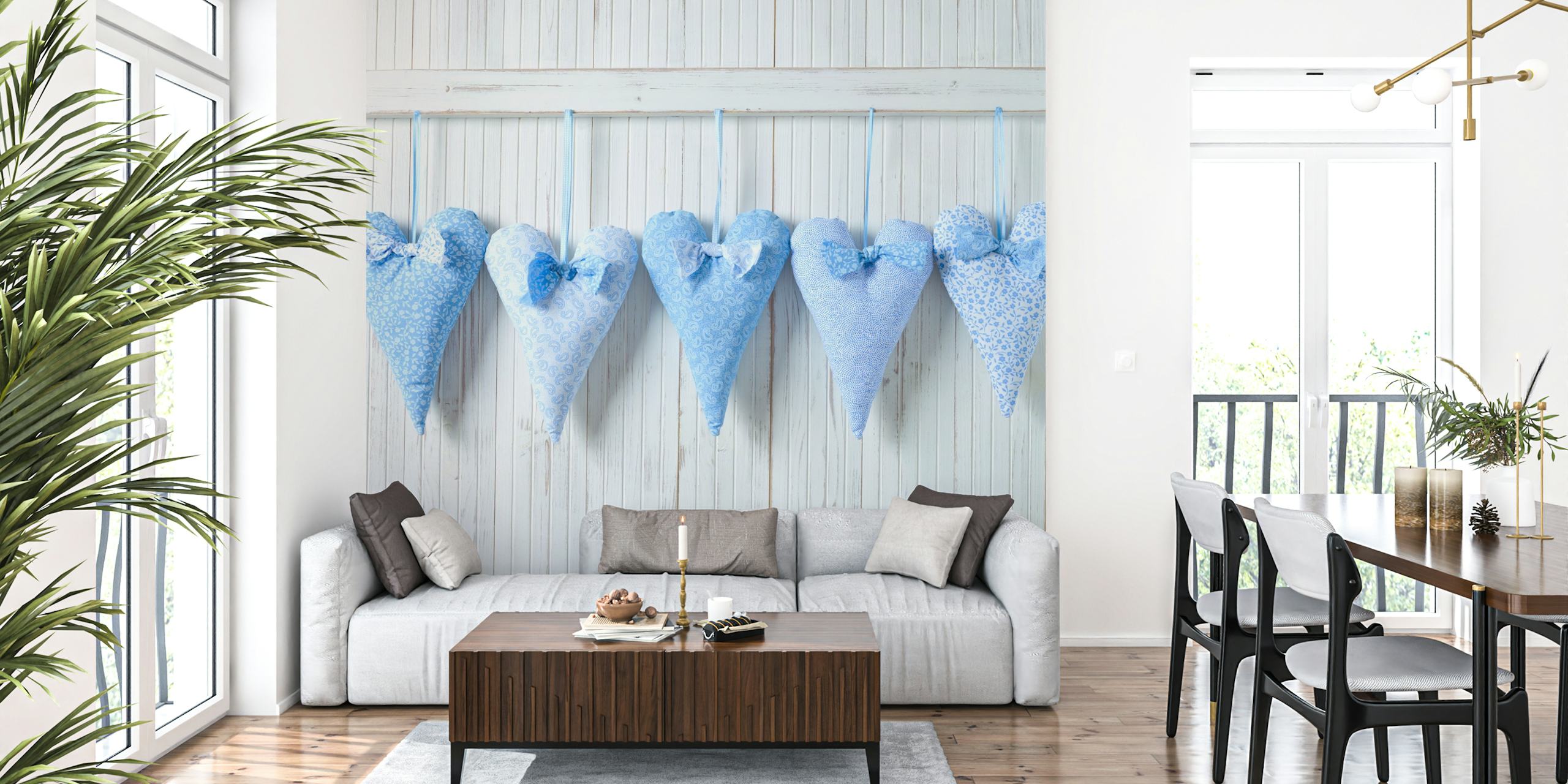 Hanging Hearts tapet i et rum