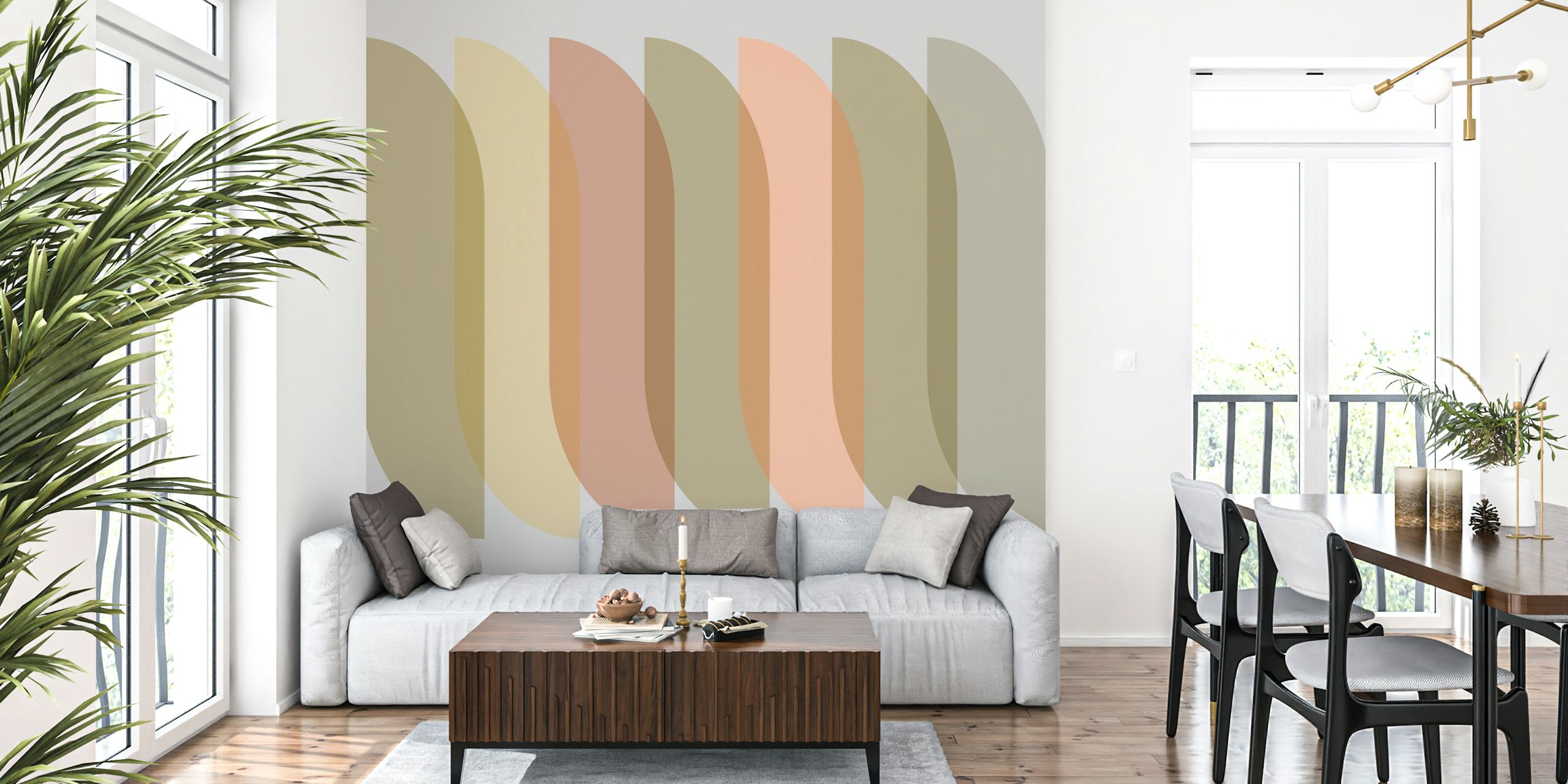 Modern geometric wallpaper i ett rum