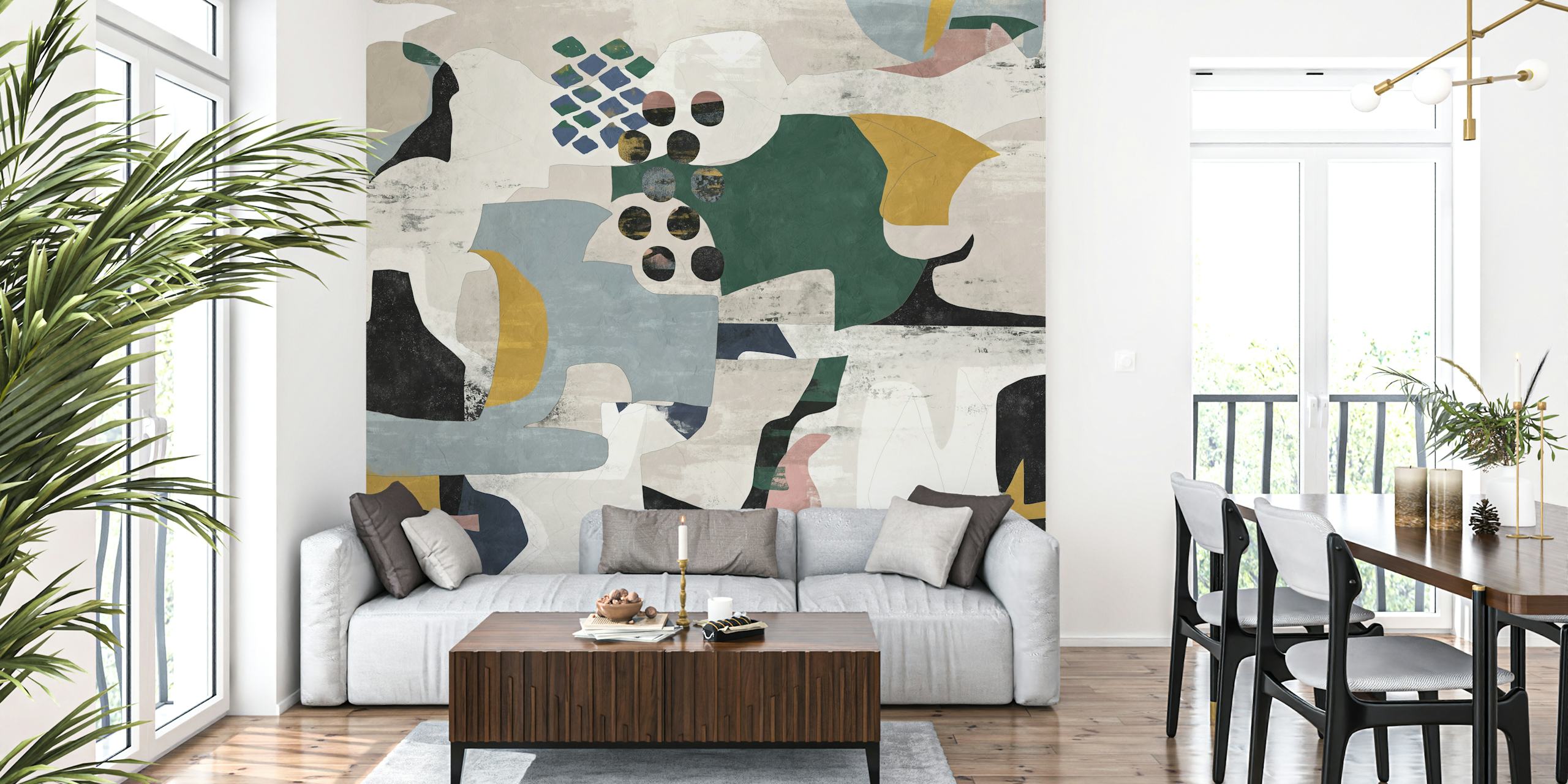 Modernist Shapes Decor wallpaper in a room