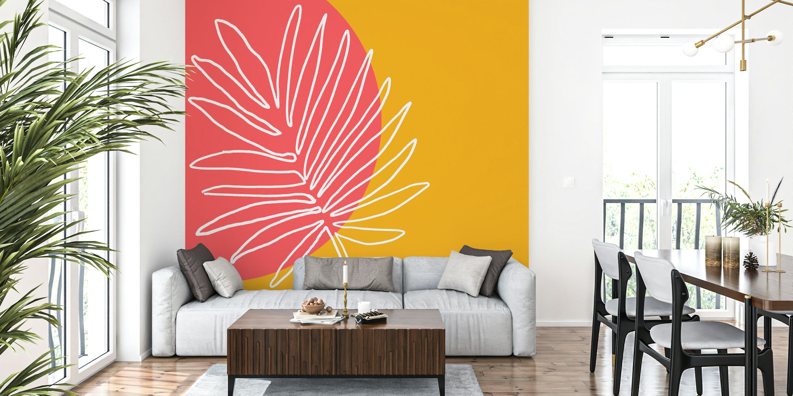 Papel de parede Modern Flora Art em um quarto elegante