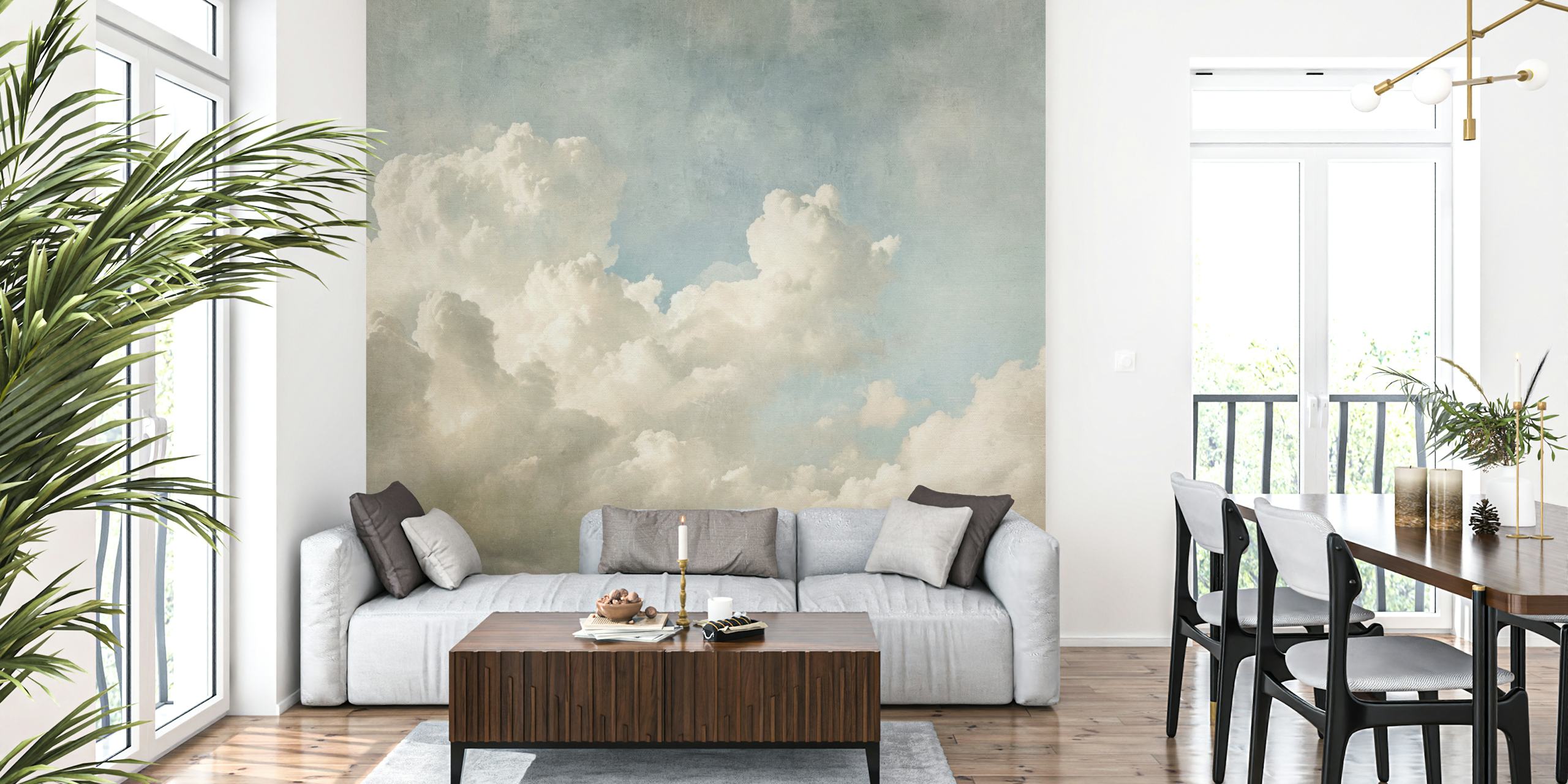 Cloud fresco dream texture wallpaper in a room