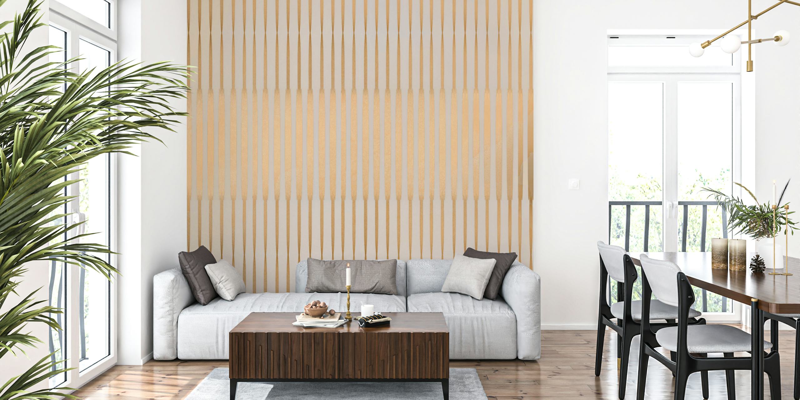 Golden Japandi Minimalist wallpaper in a room