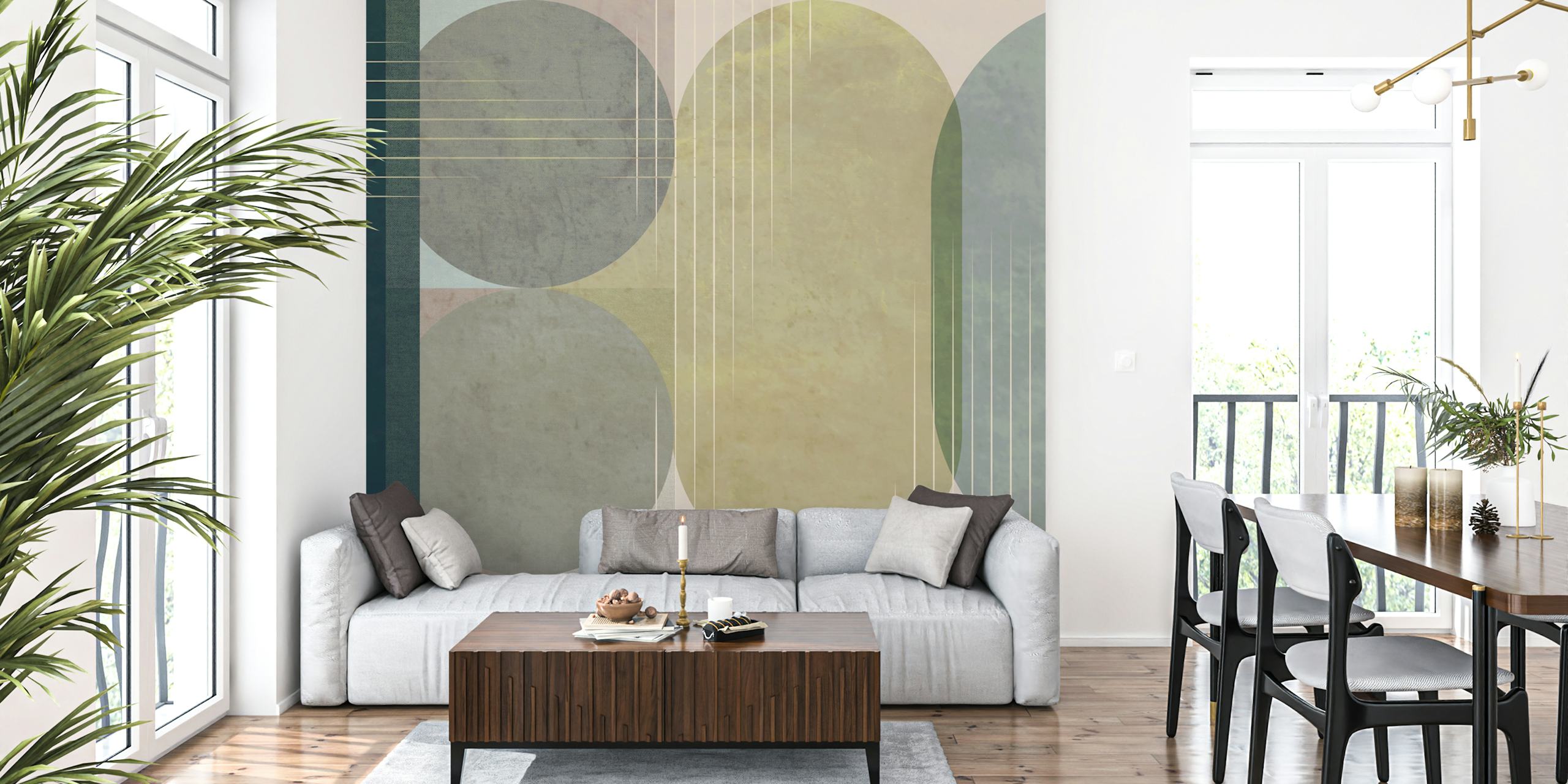 Minimalist Geometric Shapes tapetti huoneessa