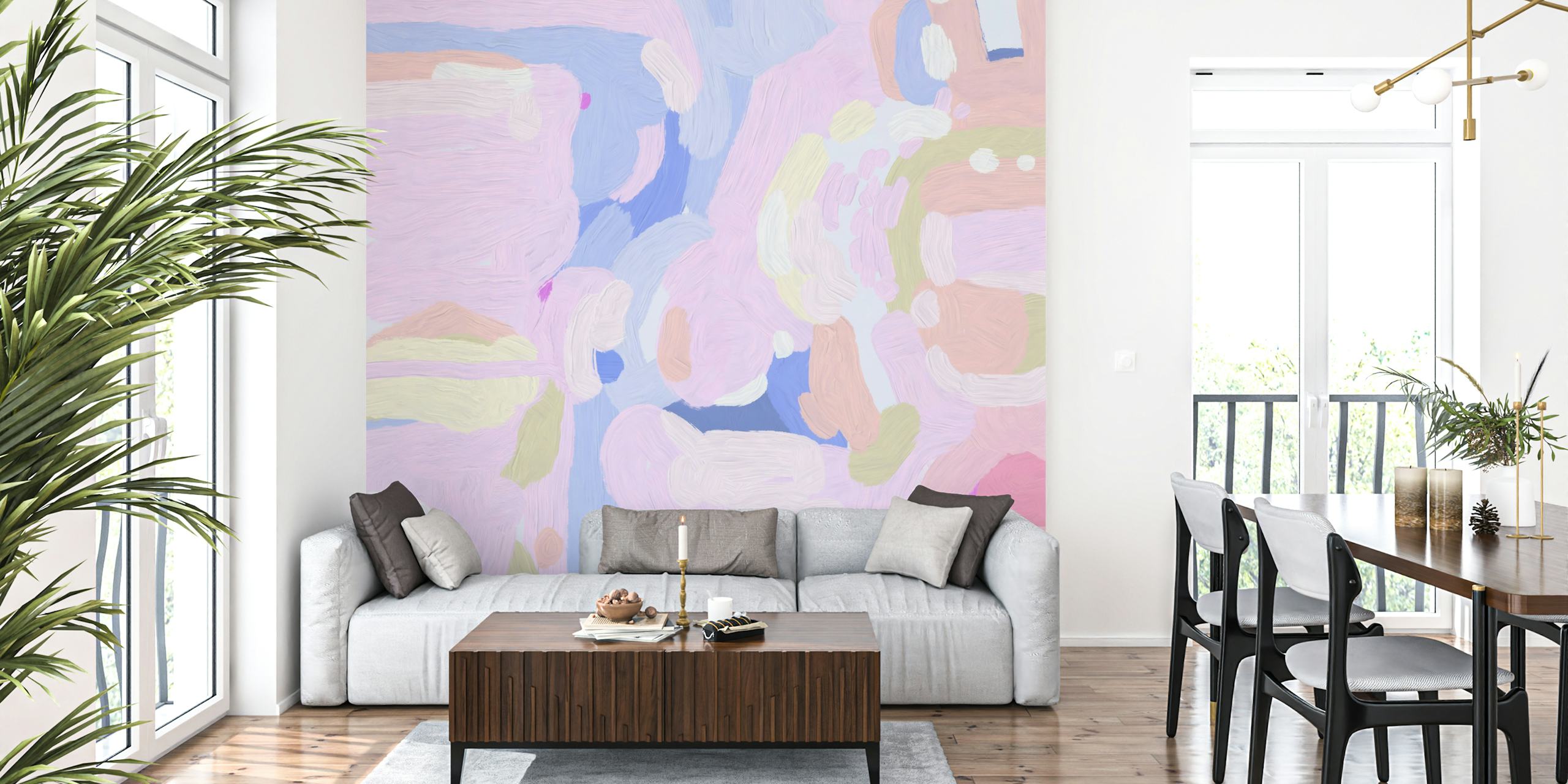 Soft Pastel Montage Tapete im Wohnzimmer