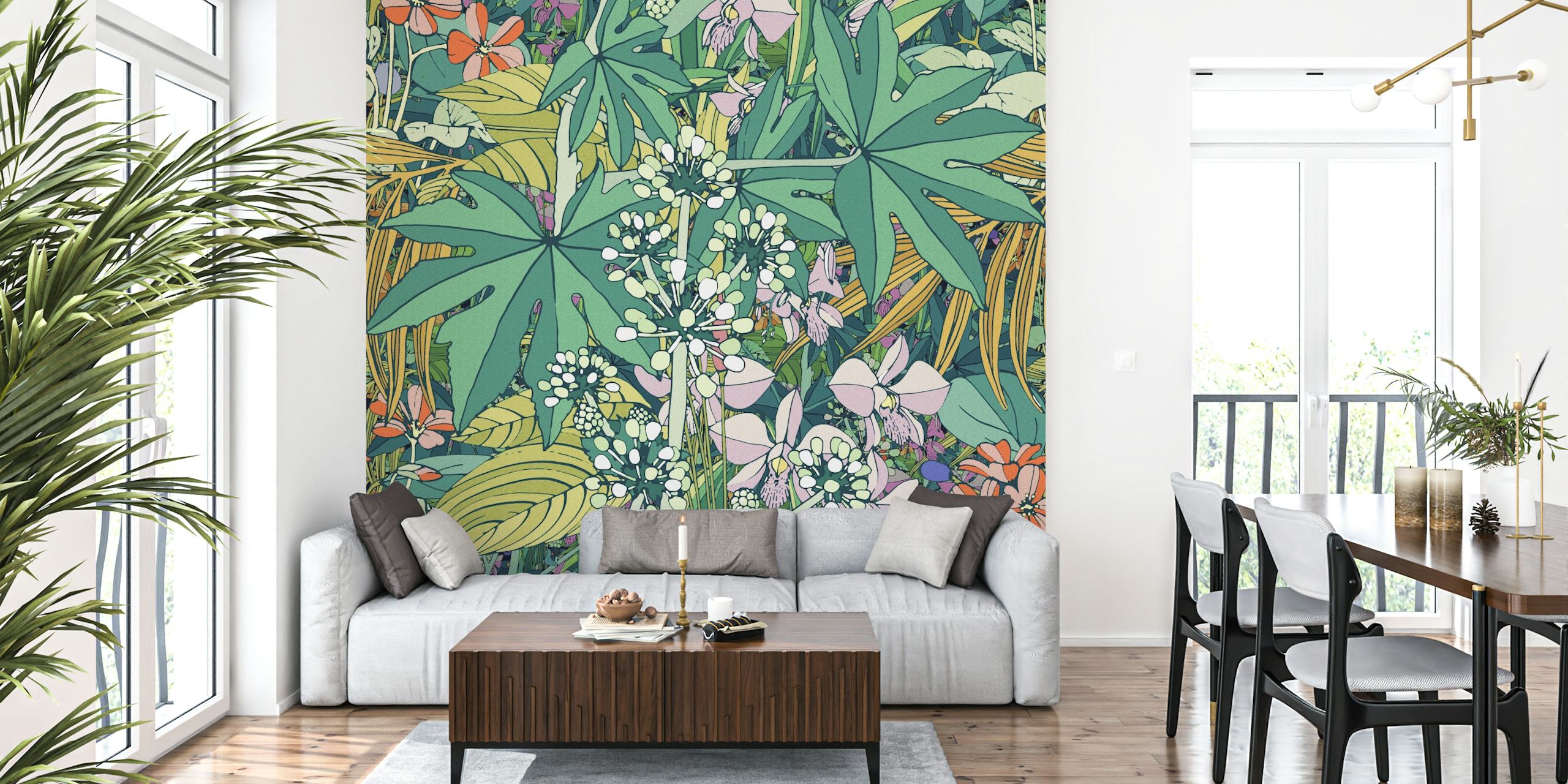 Tropický zahradní design tapet v pokoji