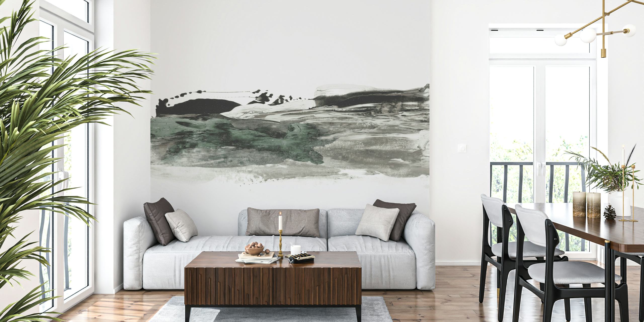 Minimalist Scenic Brushwork papier peint dans une pièce