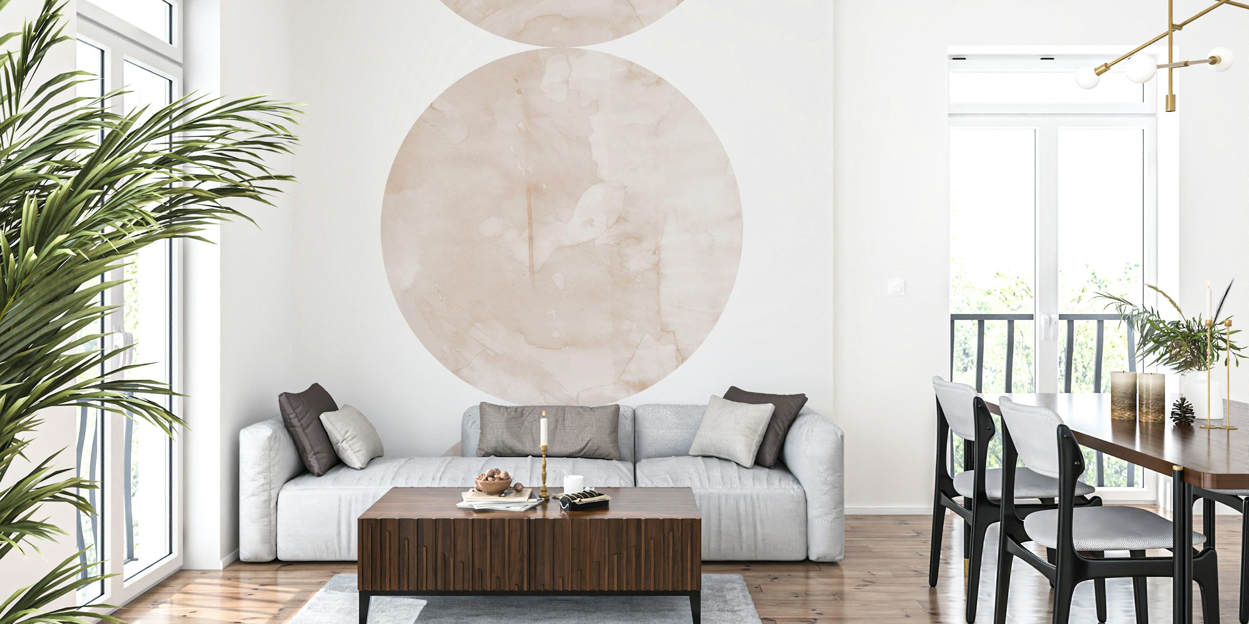 Circles and semicircles wallpaper in a room