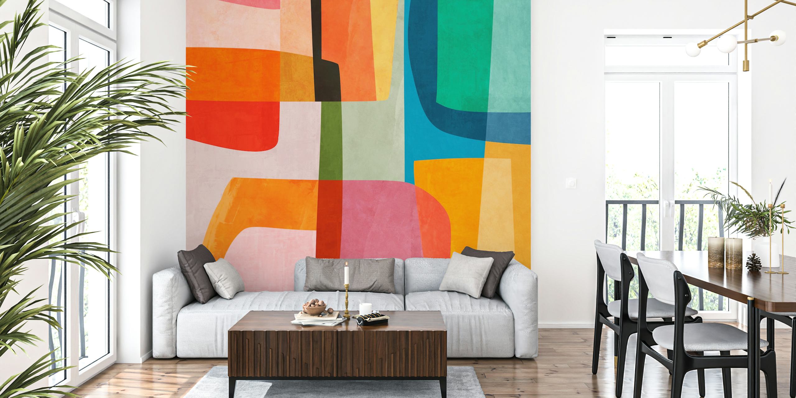 Kolorowa abstrakcyjna tapeta w pokoju