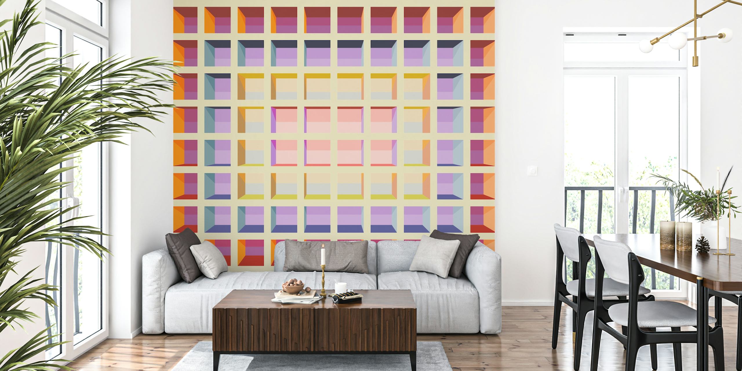 Colorful Bookcase Tapete in einem Raum