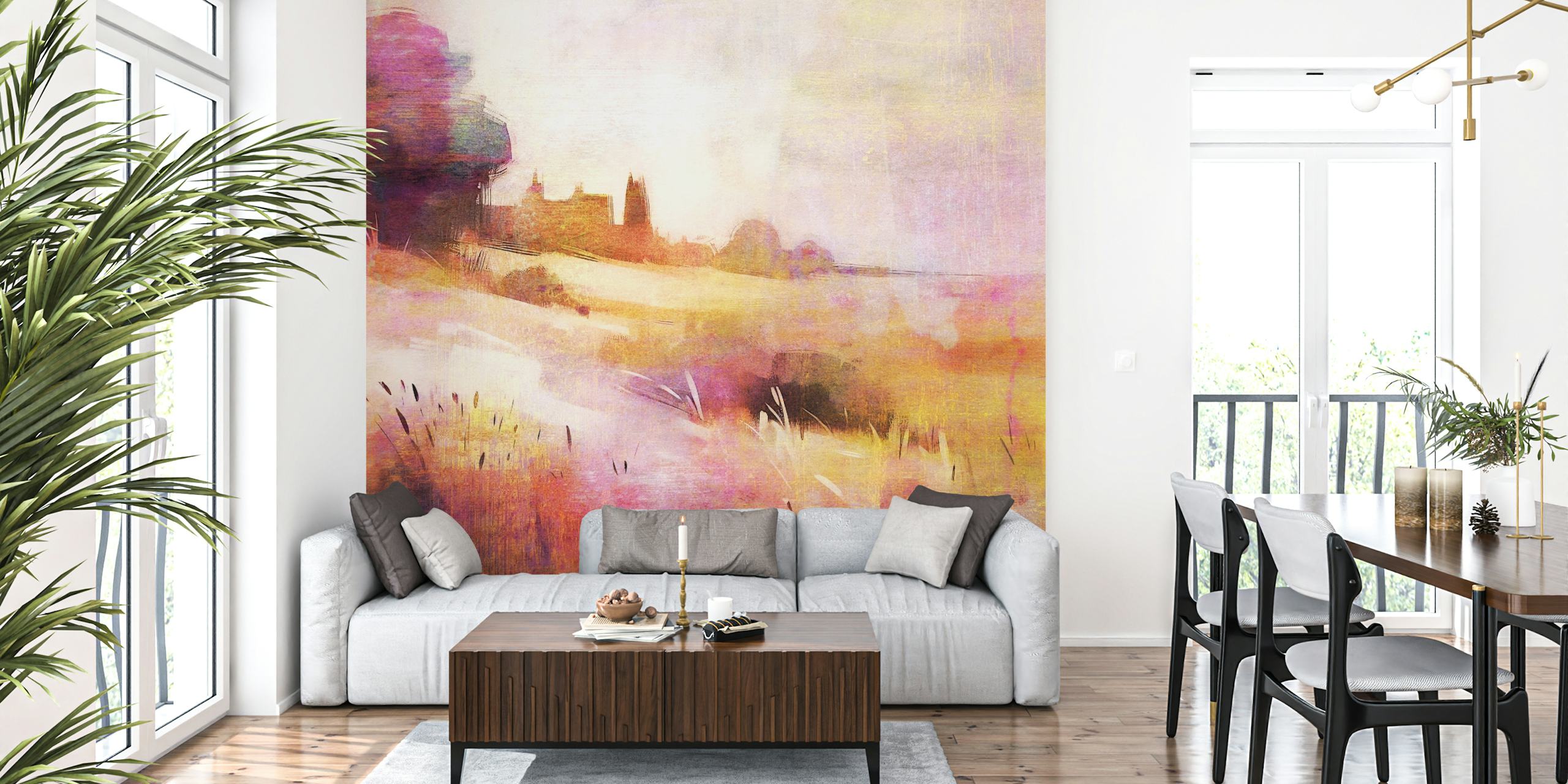 Papier peint Rustic Sunset Hills dans une pièce