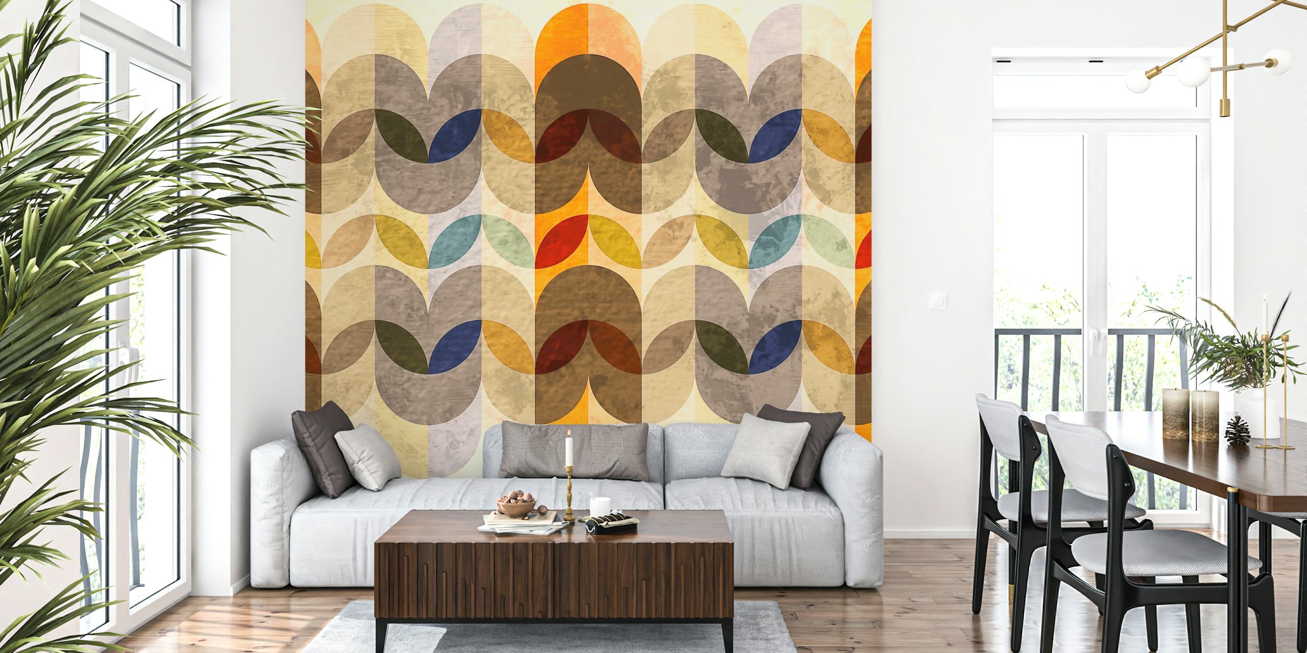 Art Deco wallpaper featuring autumn hues