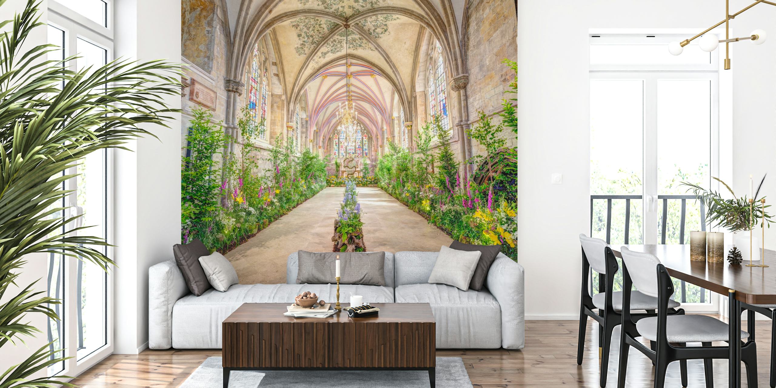 Chichester Cathedral wallpaper in a stylish room
