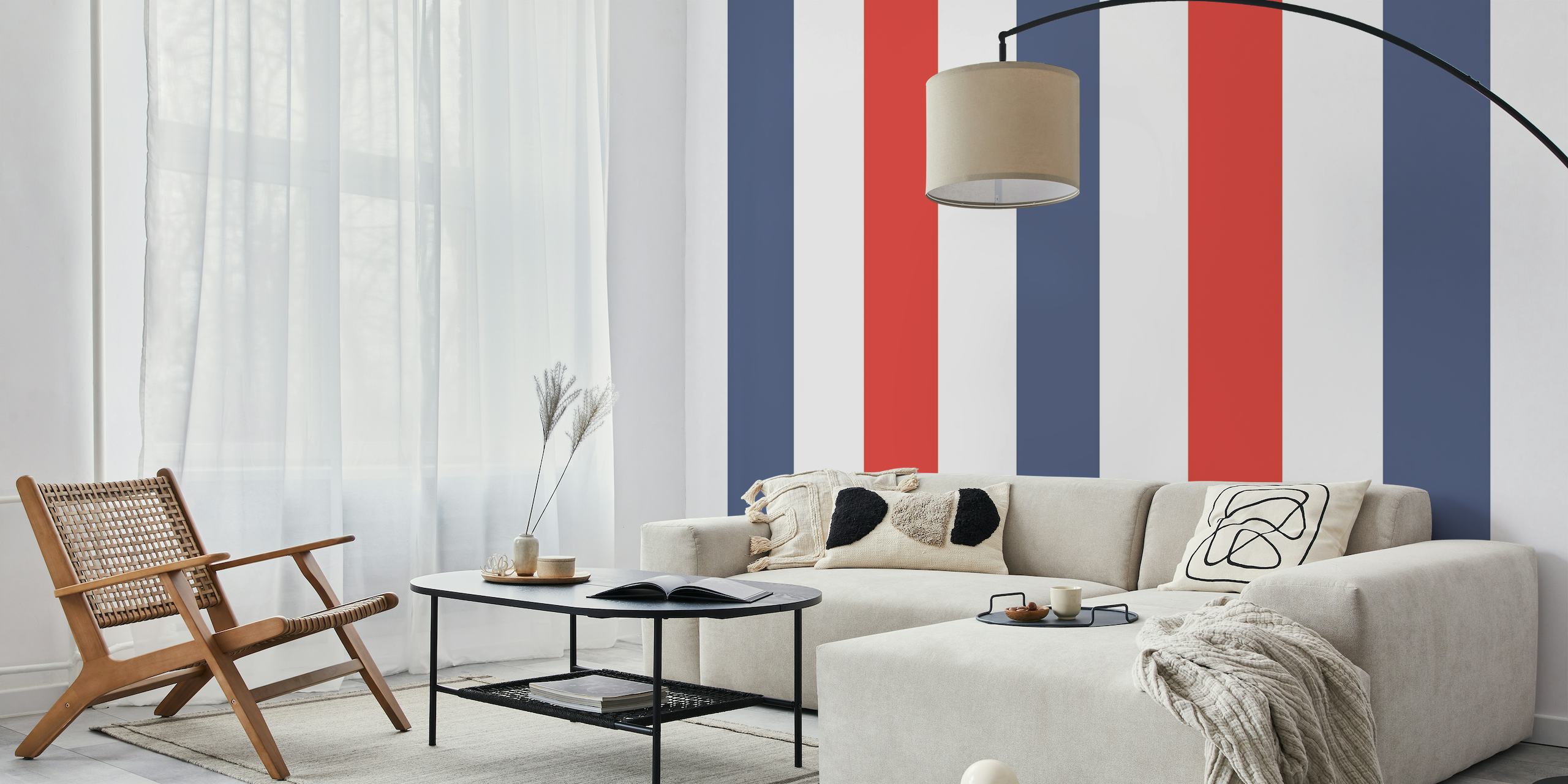 Red white and blue stripes wallpaper tapet