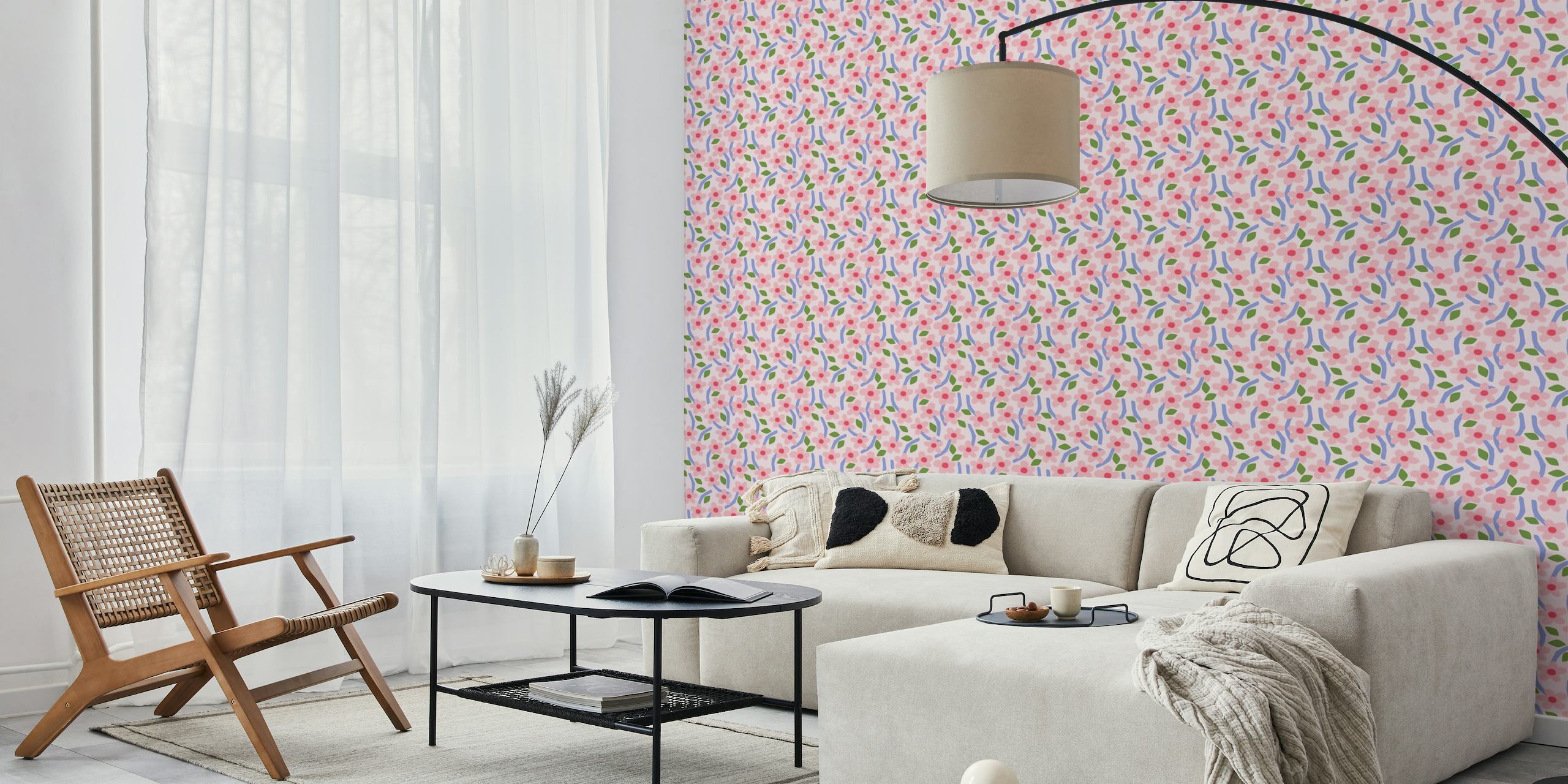 Floral Dance pattern - pastel wallpaper