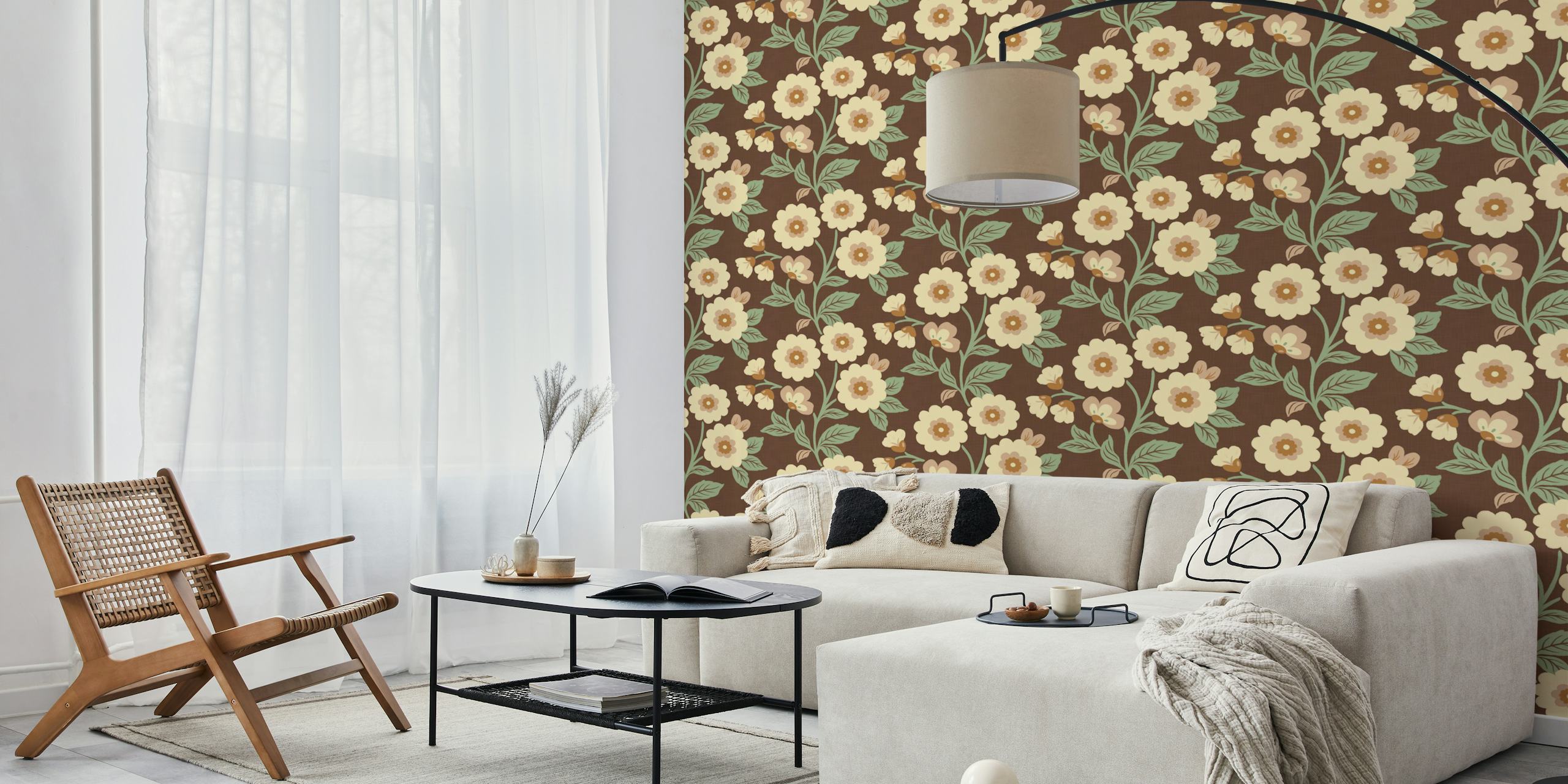 Carta da parati Boho flowers in una stanza