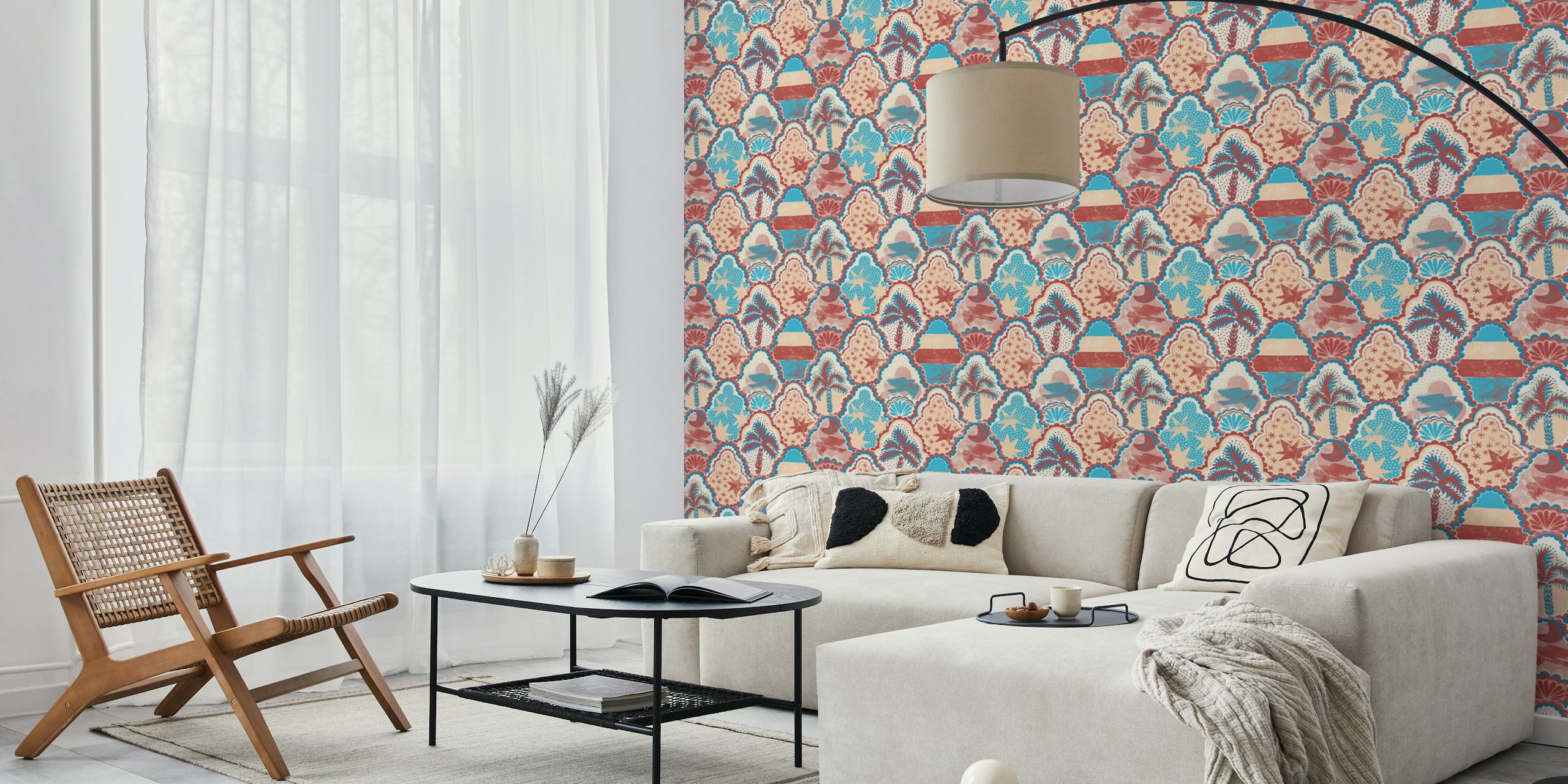 Moroccan Sunset Tiles behang in een kamer