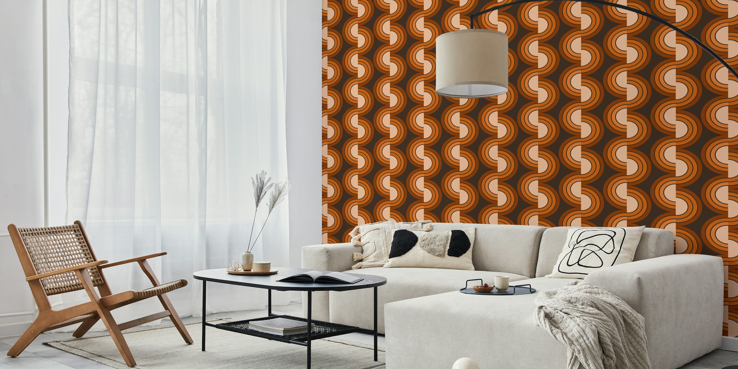 Papier peint Vintage Swirl Fusion dans une pièce