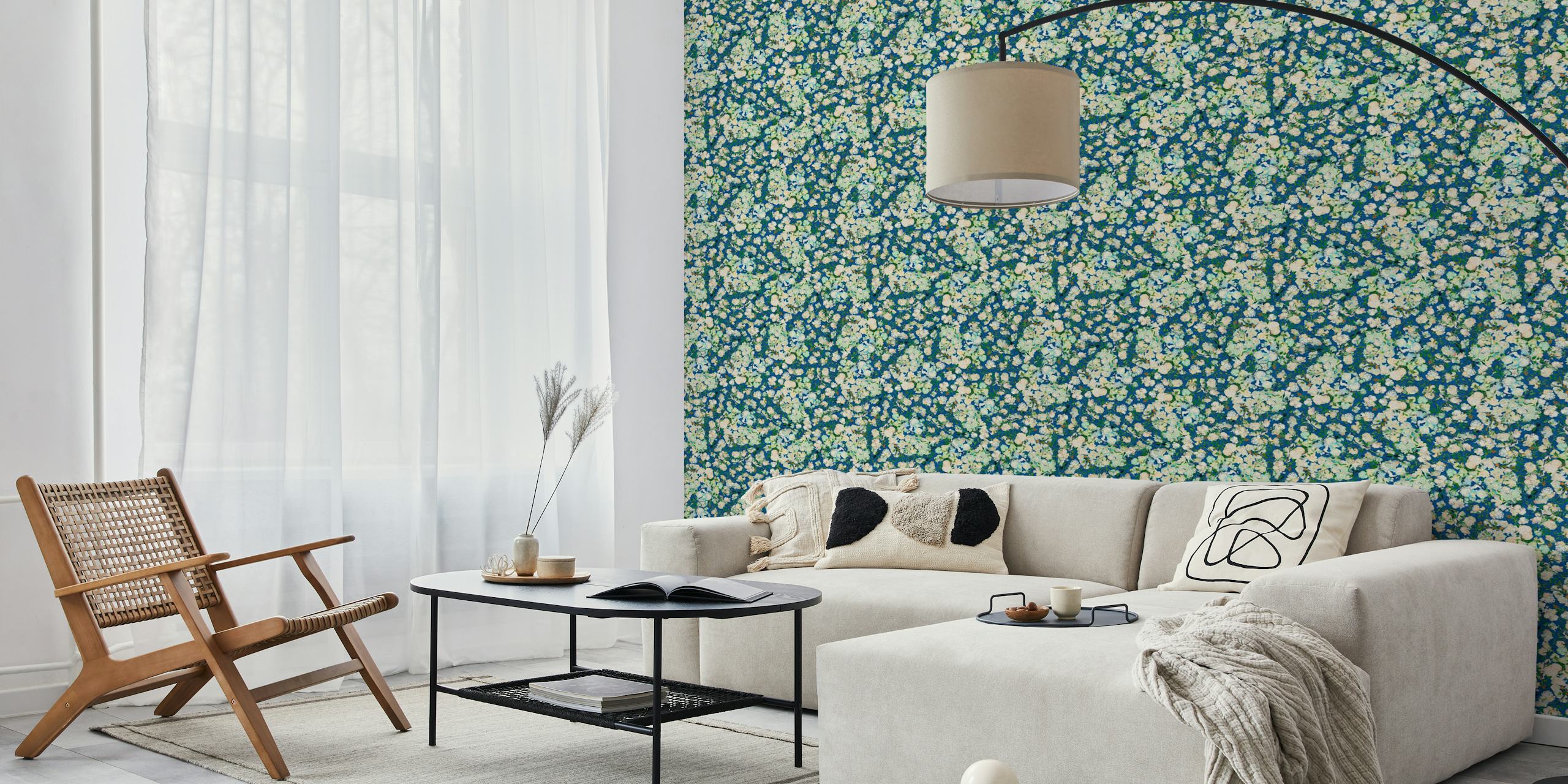 Vincent Van Gogh Roses in Ultramarine Blue wallpaper