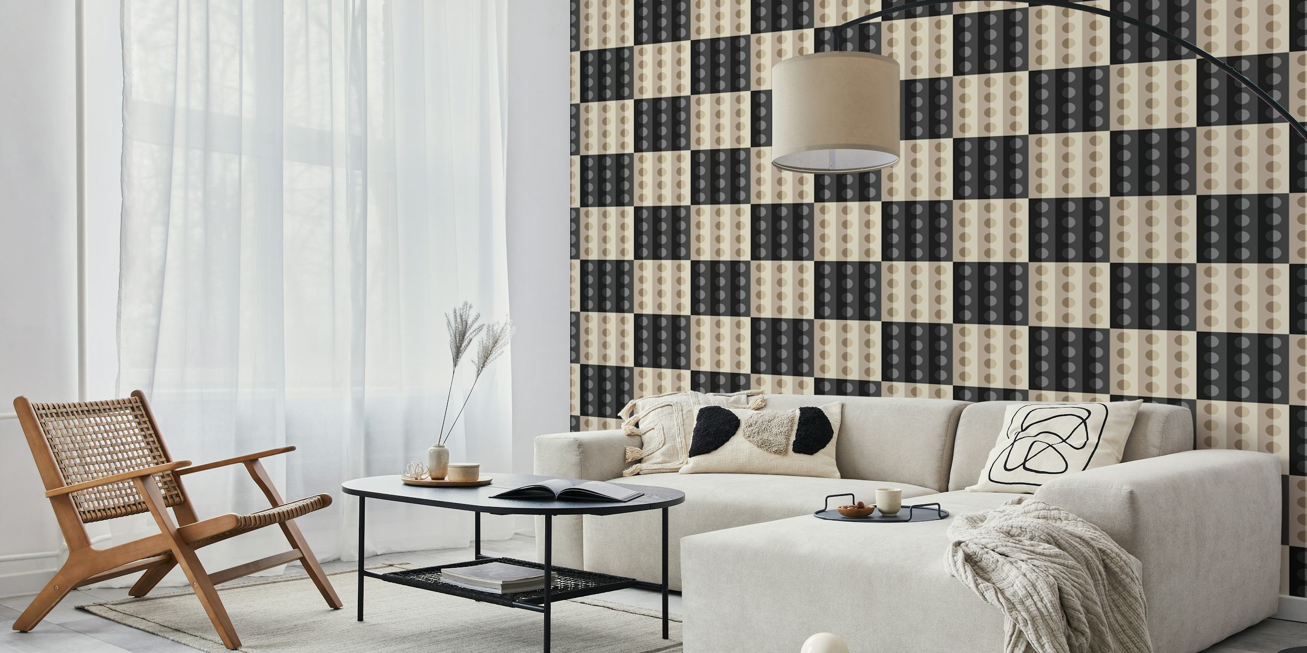Papel de parede Modern Geo Circles Glam em um quarto