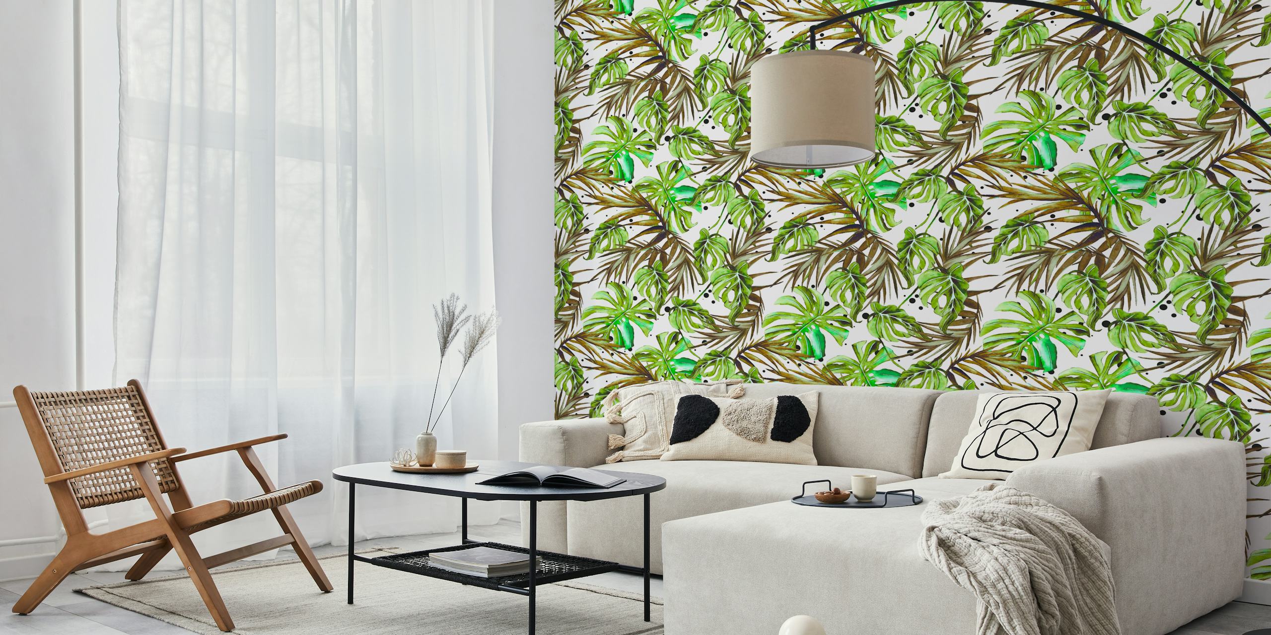 Ταπετσαρία Emerald Leaf Fantasy σε ένα δωμάτιο