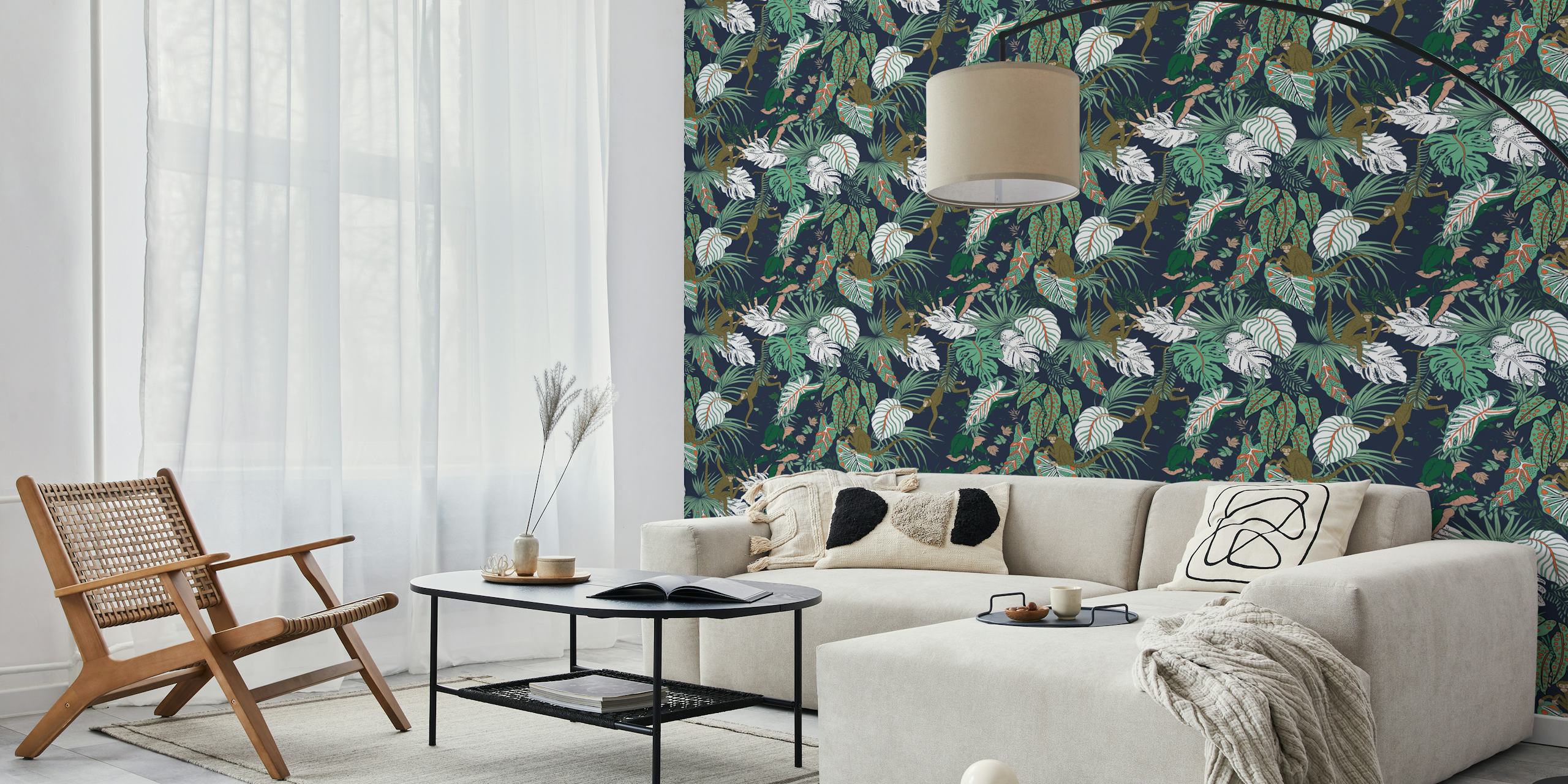 Monkey Foliage Fantasy Tapete in einem Raum