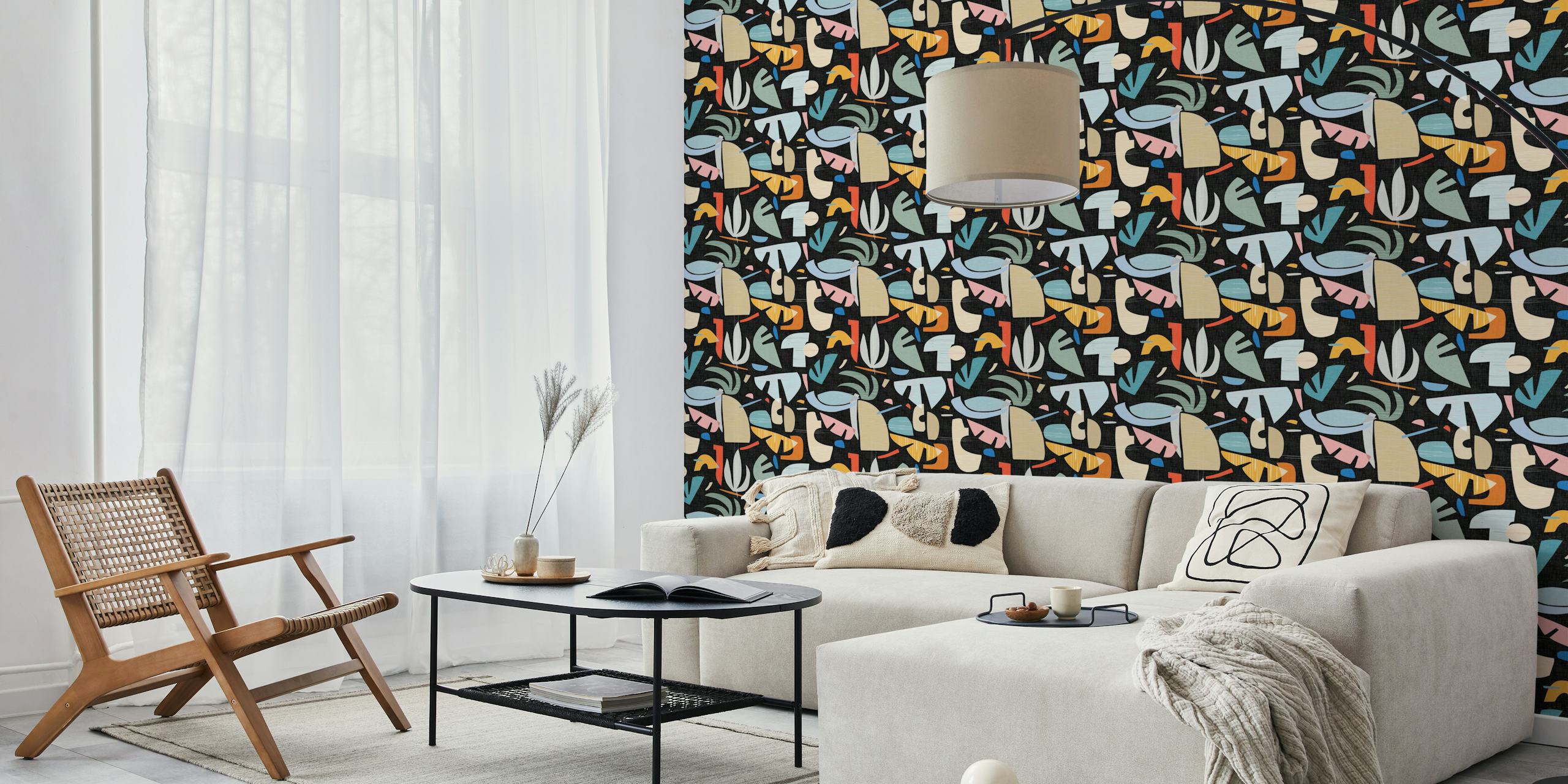 Mid Century Tiki Jungle wallpaper in room