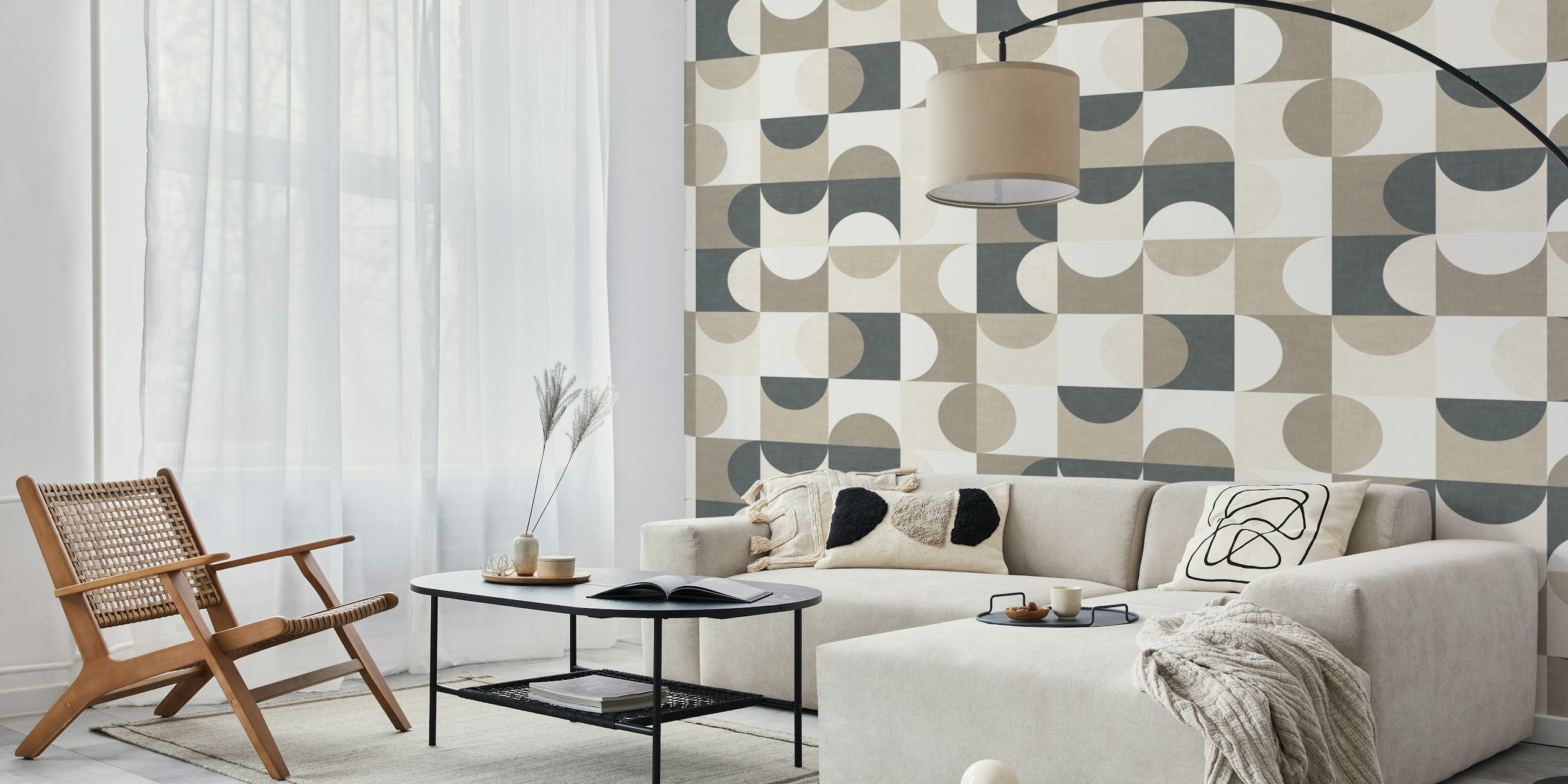 Bauhaus Circle Abstract wallpaper in a room