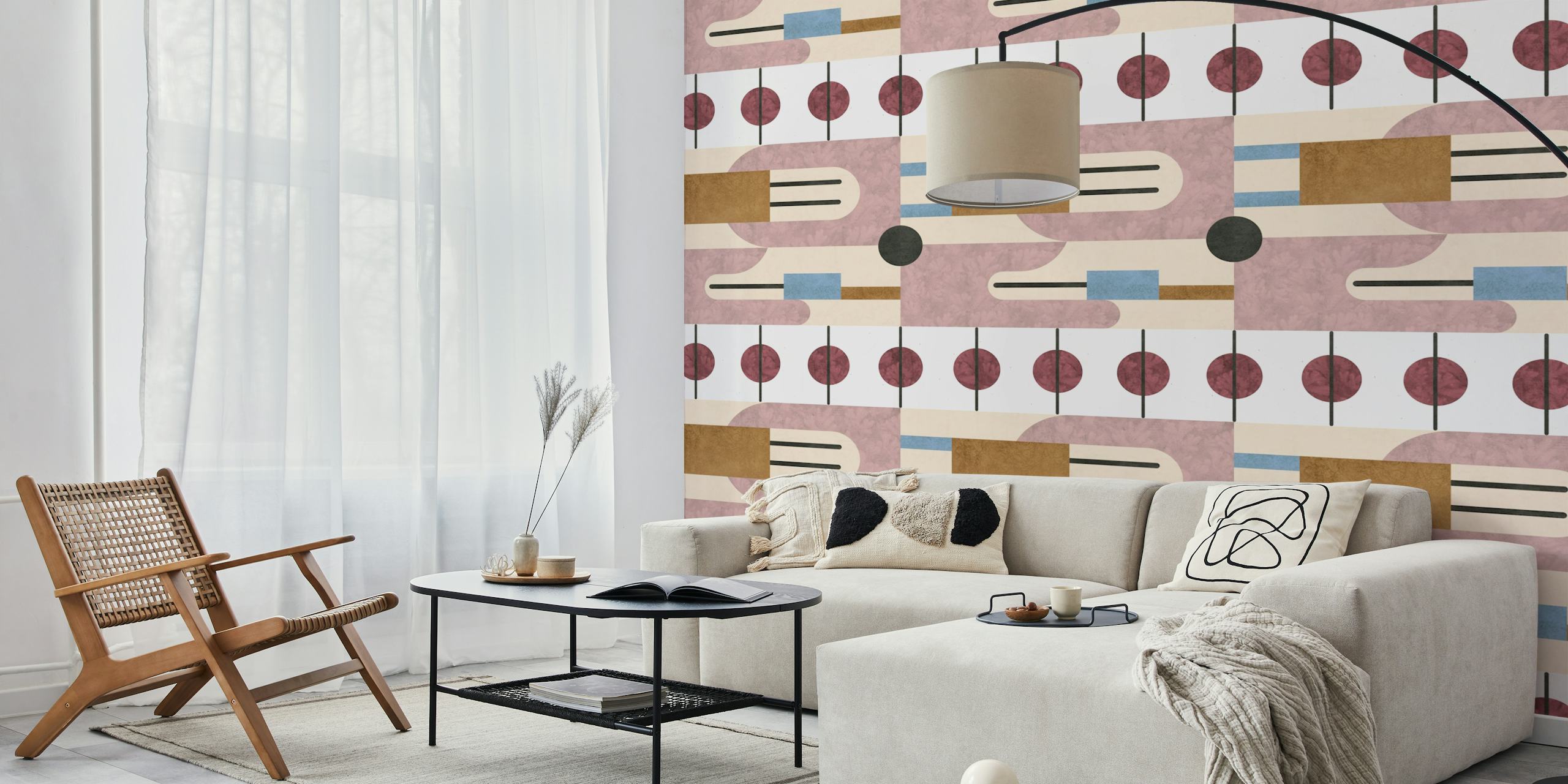 Papier peint Mid Century Tones dans une pièce