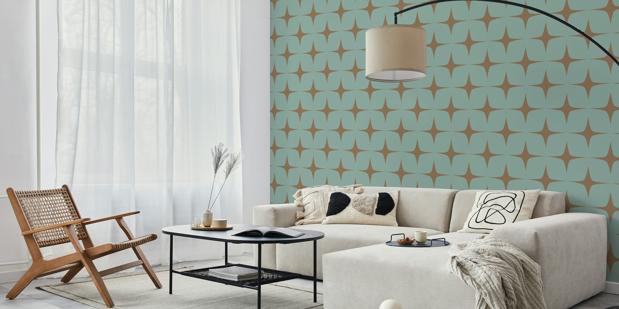Geometric shapes in blue and brown tones wallpaper