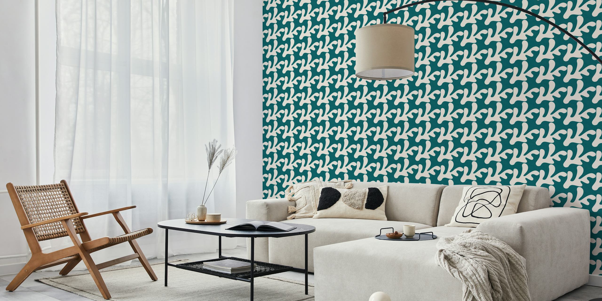 Turkos Retro Tropical Leaves WP