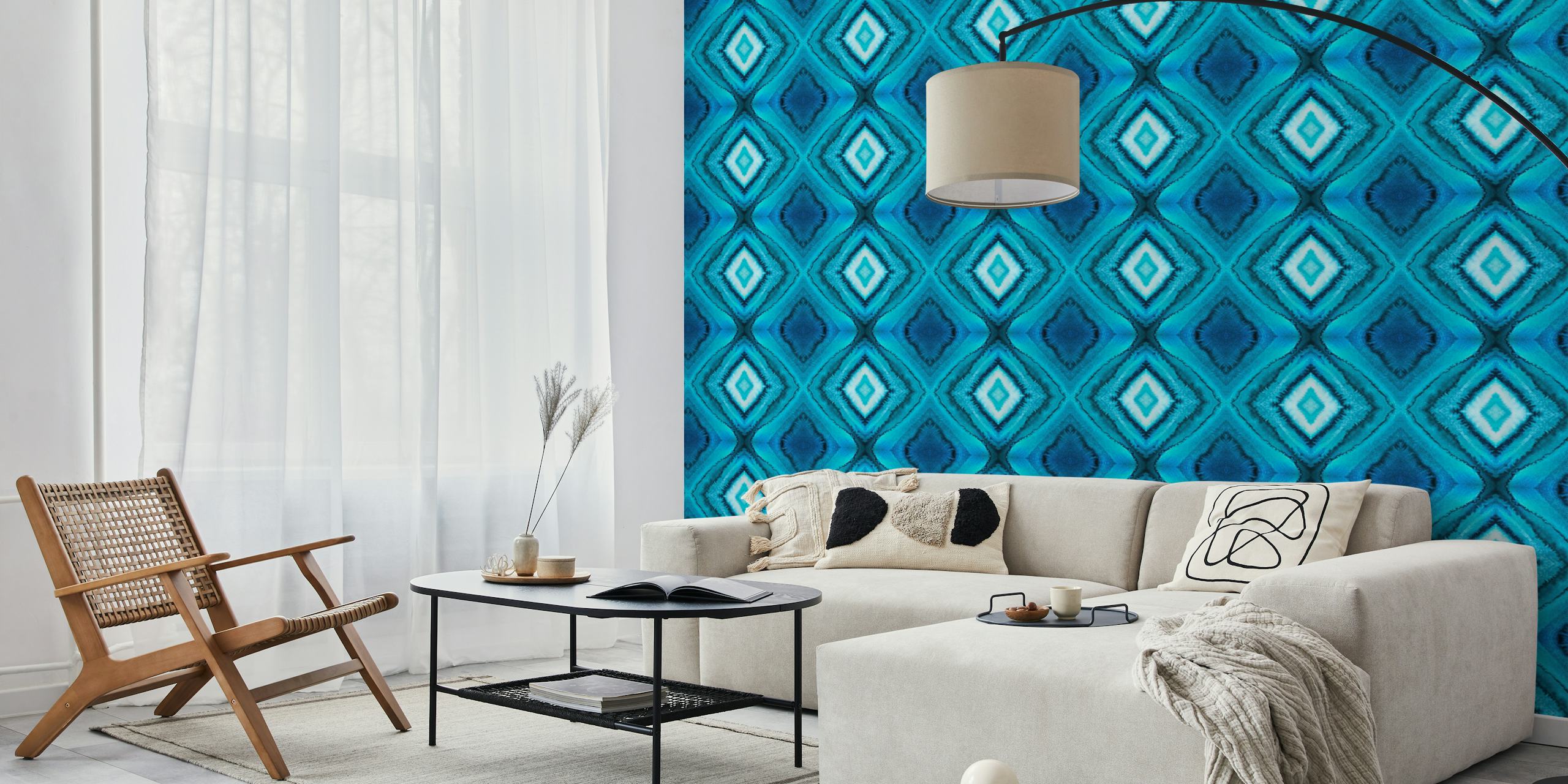 Blue Diamond Waves wallpaper in a room