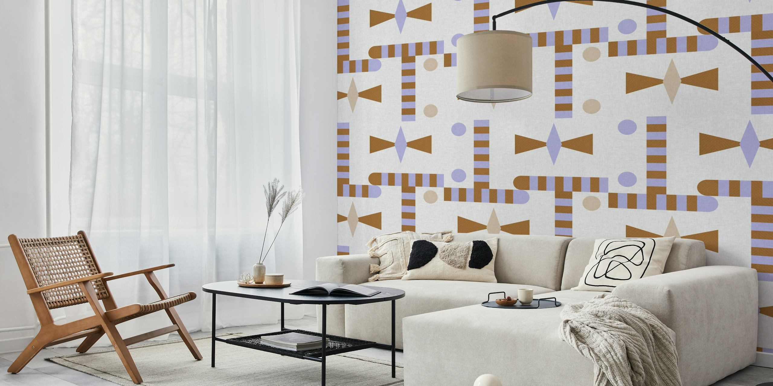 Design de papel de parede Mid Century 23 em um cômodo