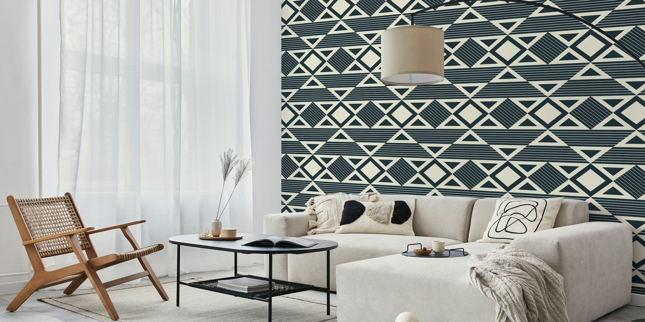 Modern Abstract Geometric Gray Tribal Shapes tapet