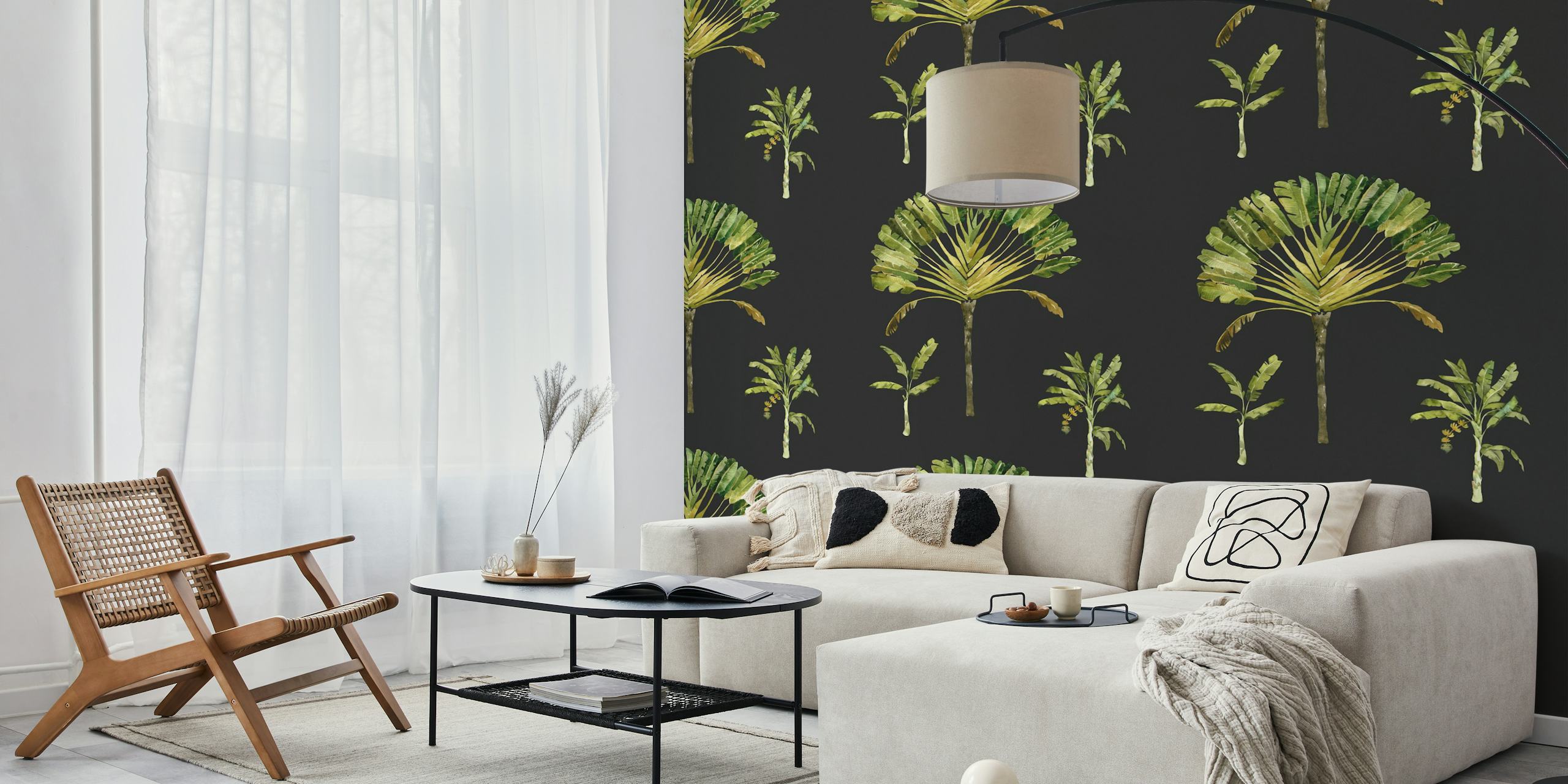 Tropical Palms & Banana Trees tapet i et rum