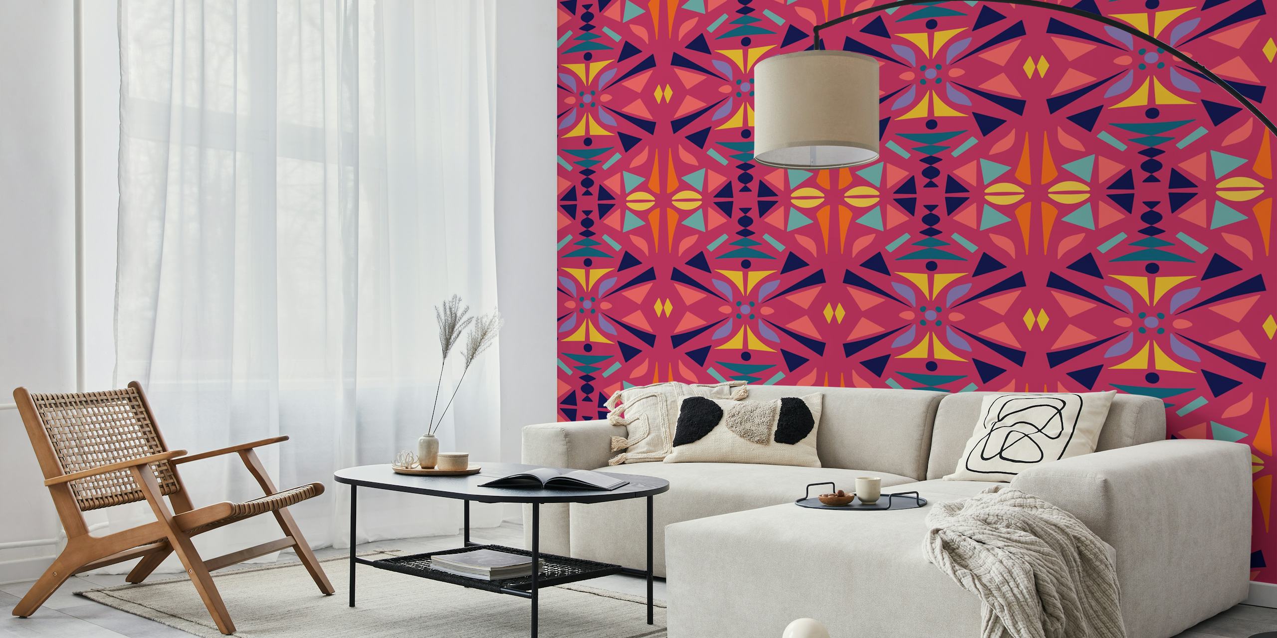 Vibrant Abstract Geometry tapetti huoneessa