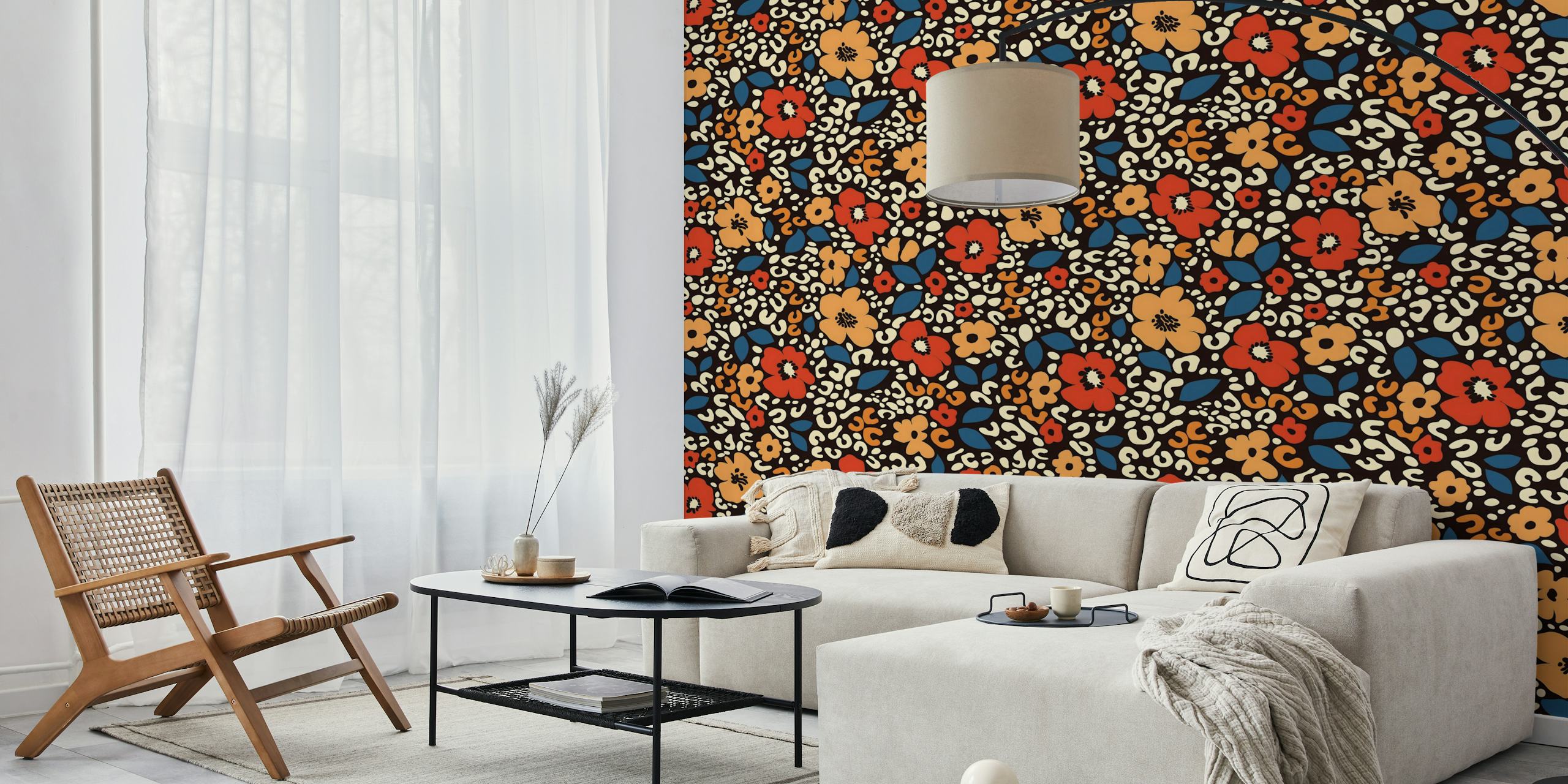 Diseño de papel pintado Retro Floral Safari