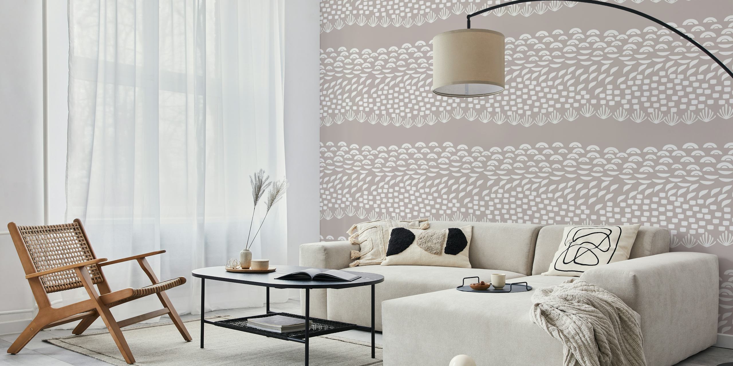 Abstract Waves wallpaper displayed in a room