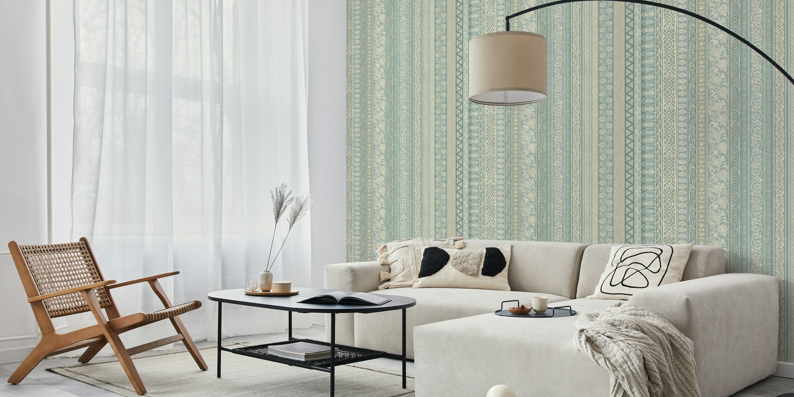 Tangier Dream Stripes wallpaper in a room