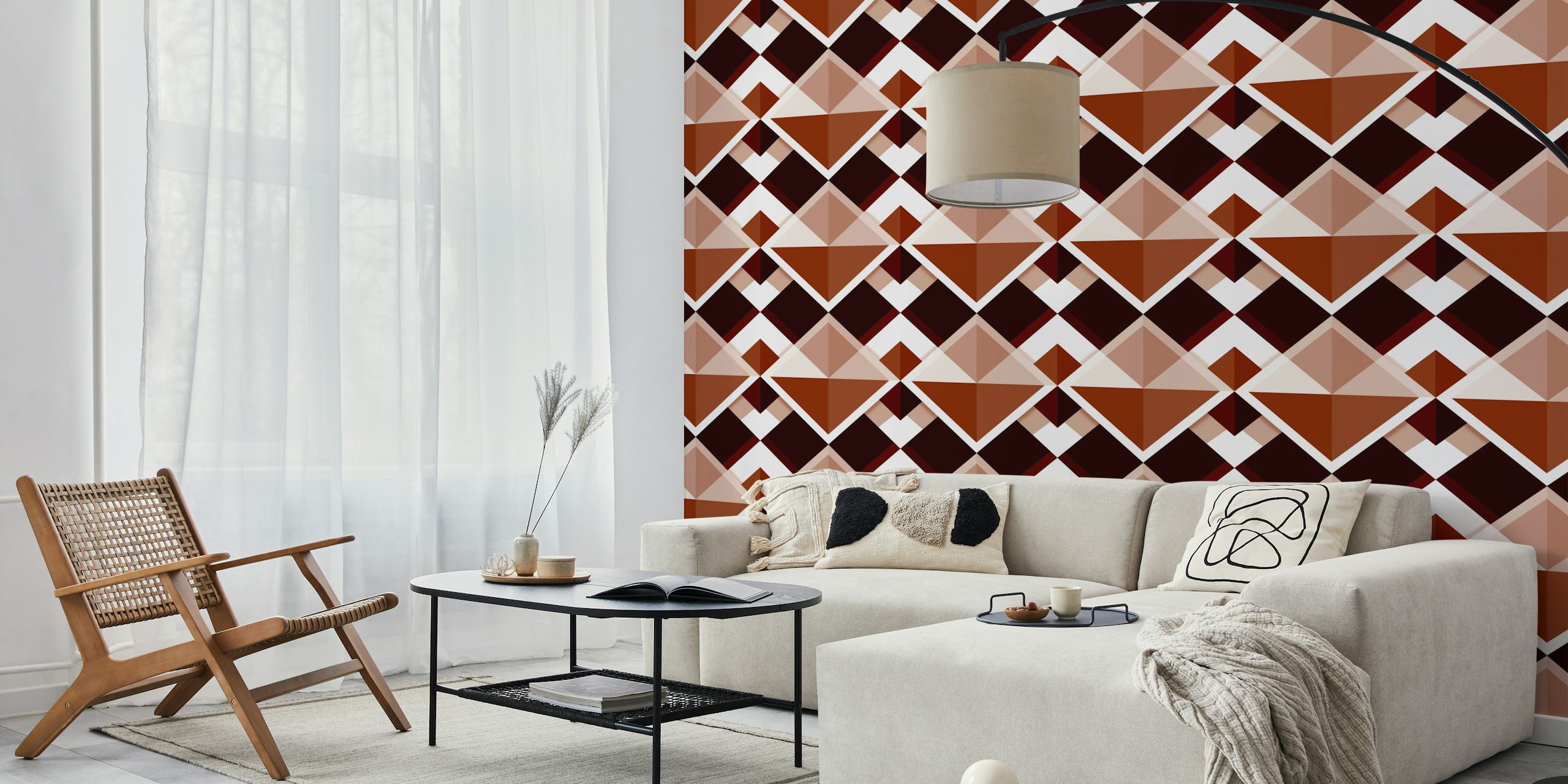 Modern Terracotta Design Tapete in einem Raum