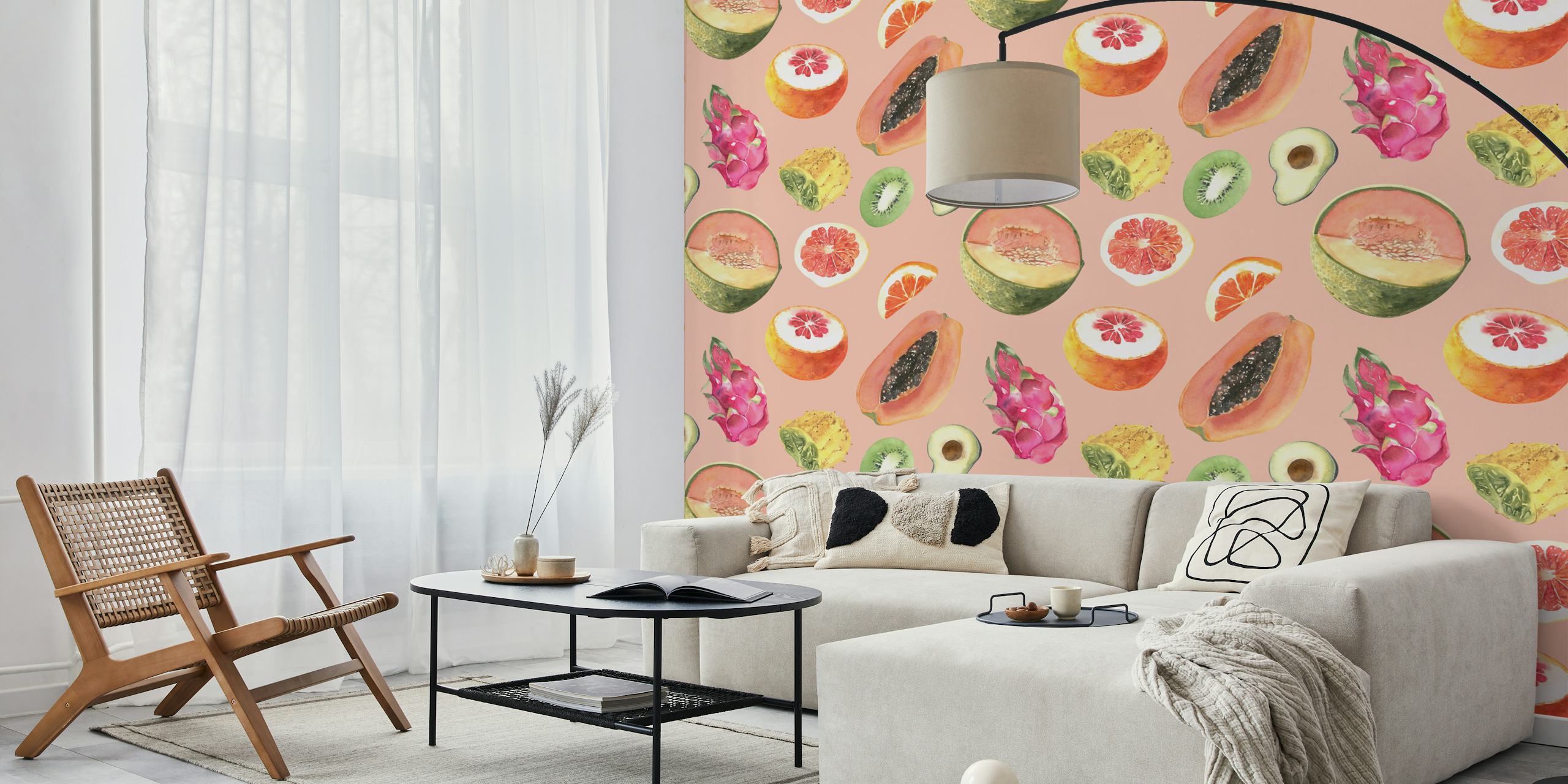 Vibrant Watercolor Fruits ταπετσαρία σε ένα δωμάτιο