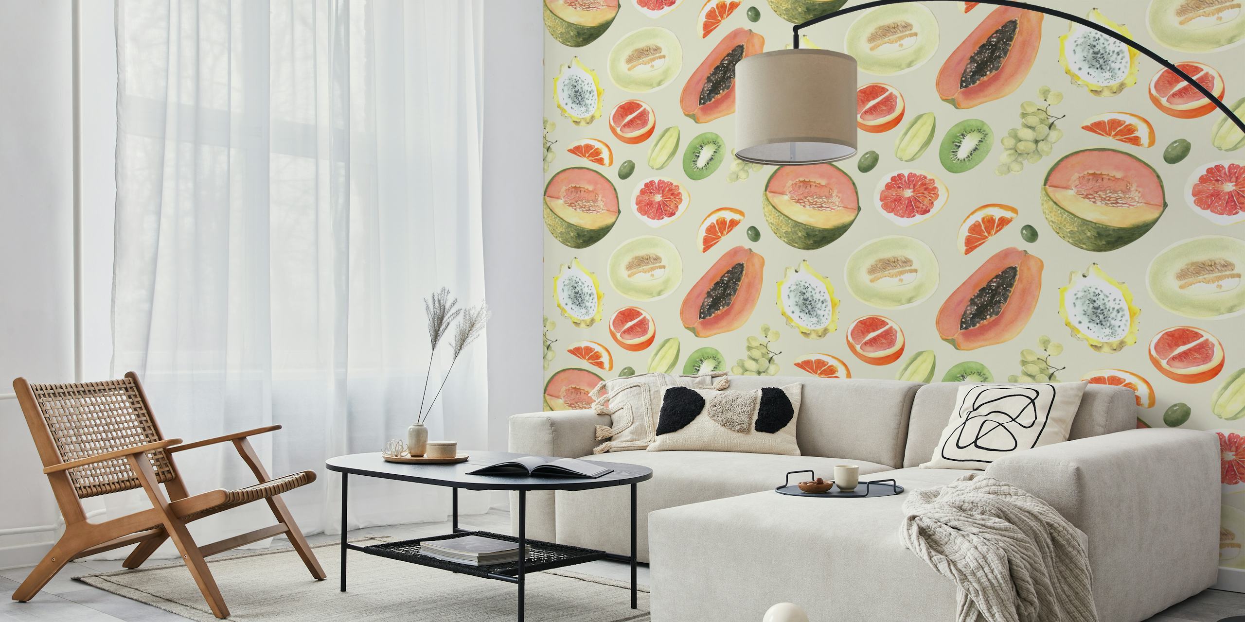 Juicy Tropical Fruits Seamless Design σε ένα δωμάτιο