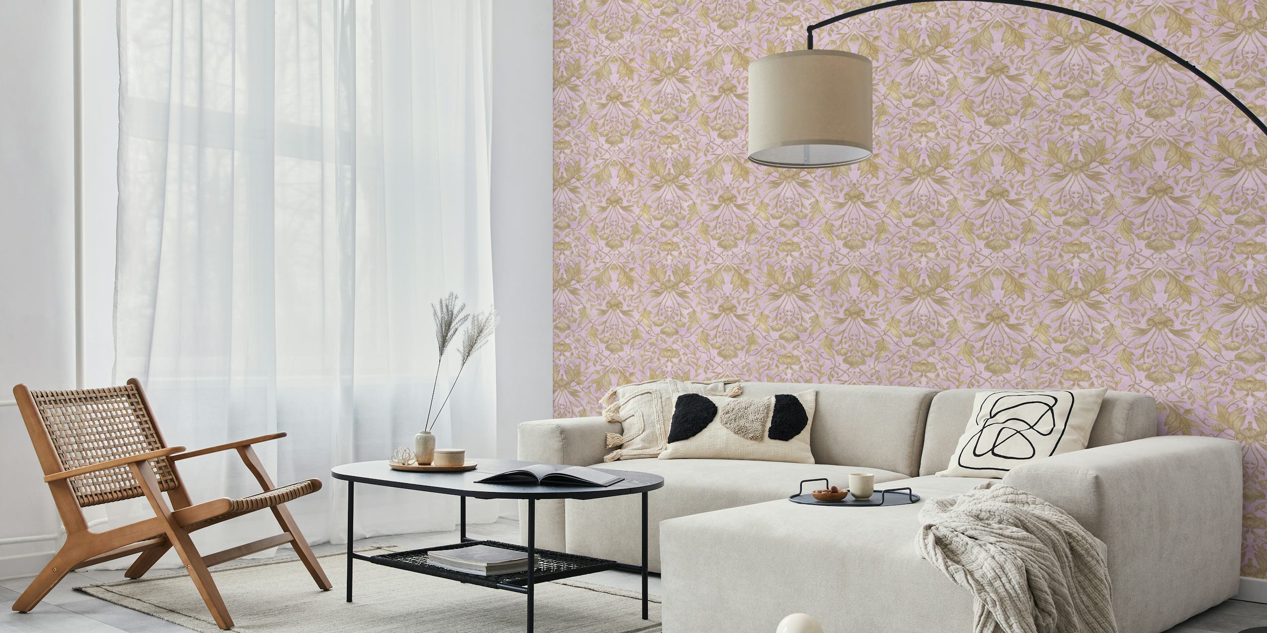 Morris Floral Damask v ametystově růžové a zlaté