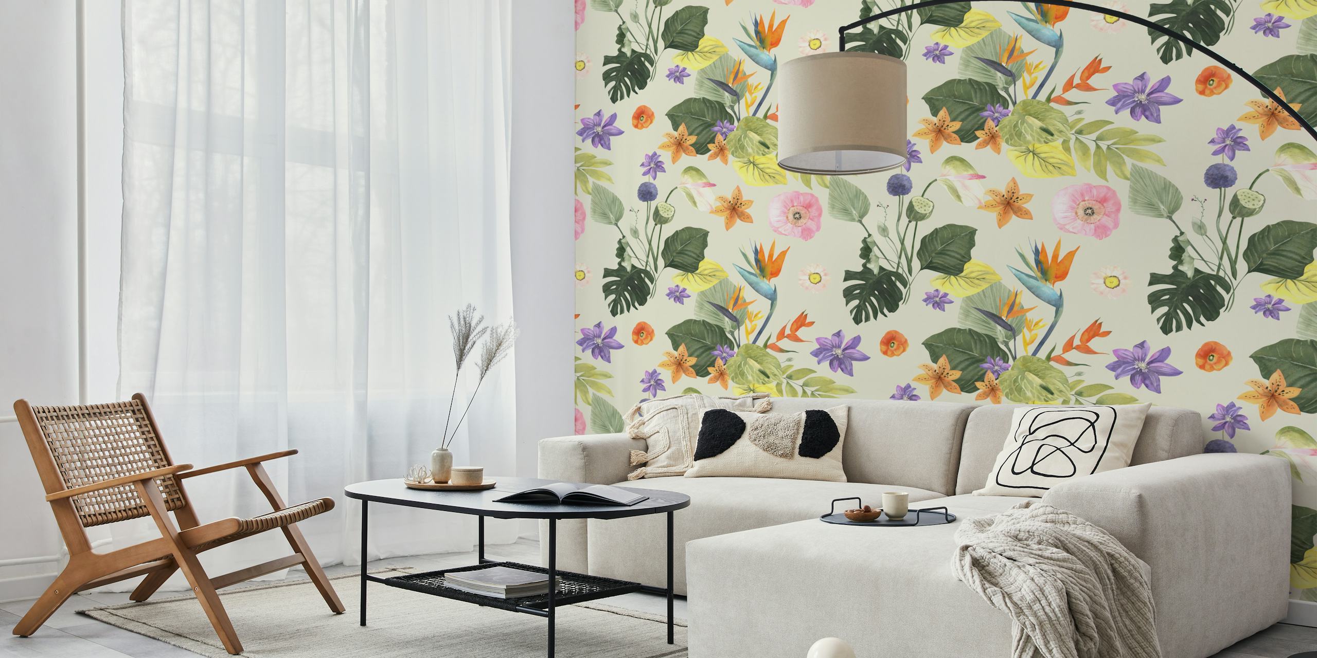 Botanical tropical garden wallpaper in a room
